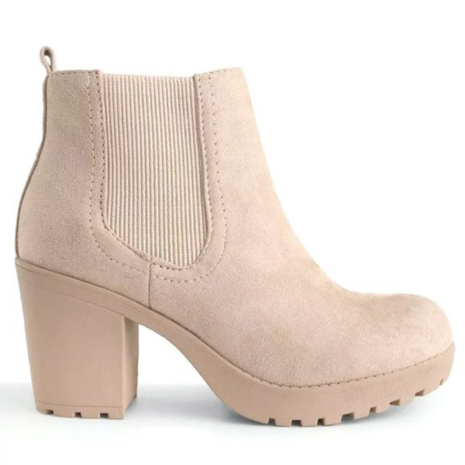 Soda Chelsea Beige Ankle Booties