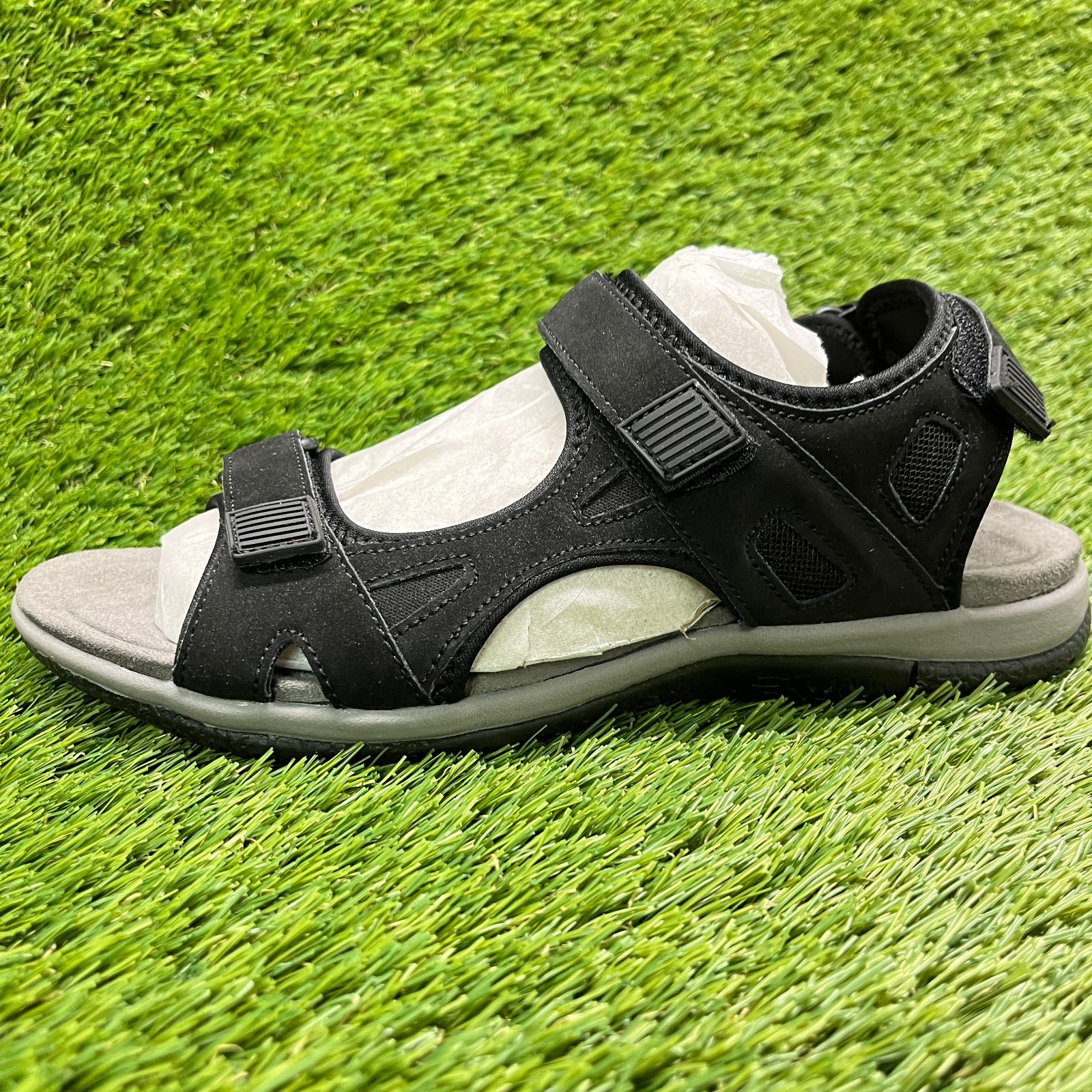 Cushionaire Pace Womens Size 10 Black Beach Outdoor Casual Walking Sandals Shoes