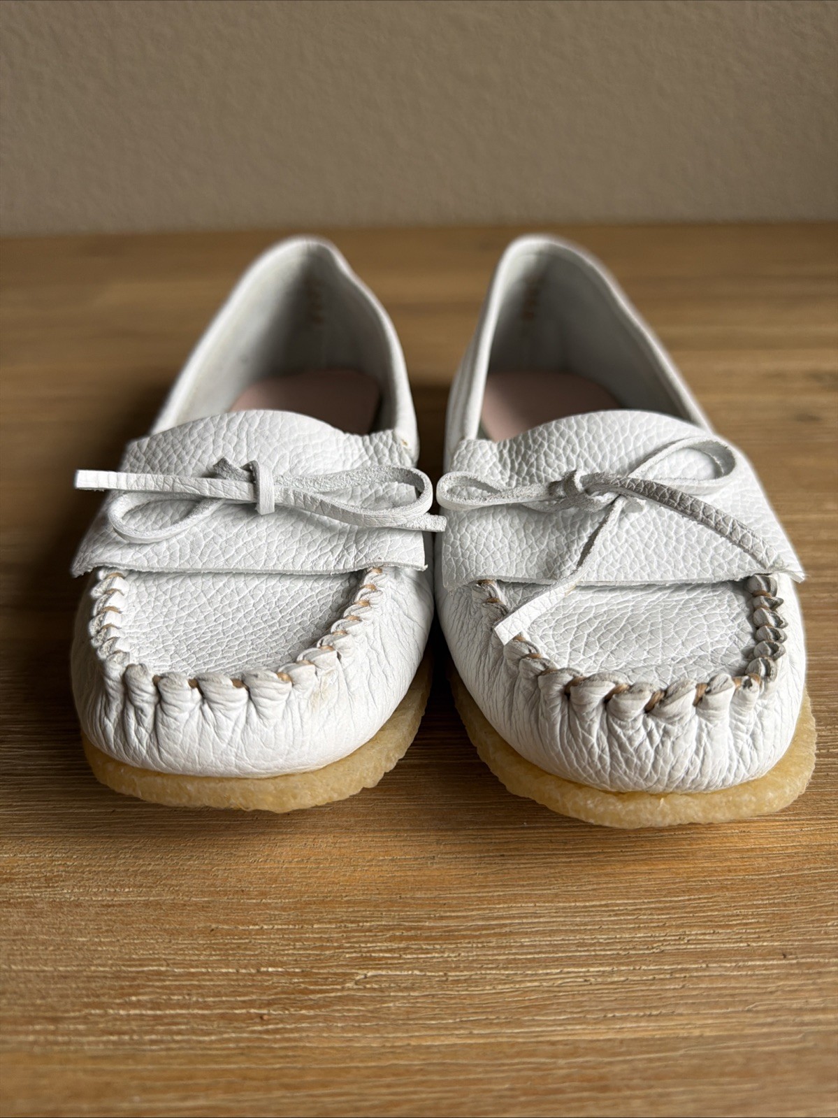 J Crew Soft Unlined Leather Loafer Moccasins Loafers Ivory White Women’s Size 9