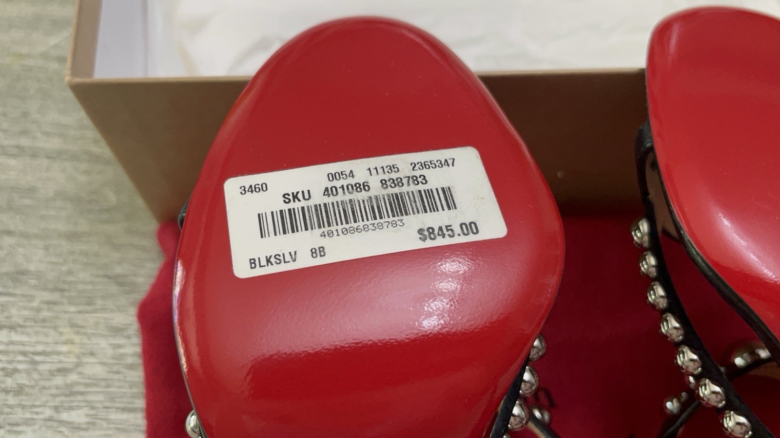 Christian Louboutin Galleria Napa Shiny Black/silver Heeled Sandal W Dome Detail