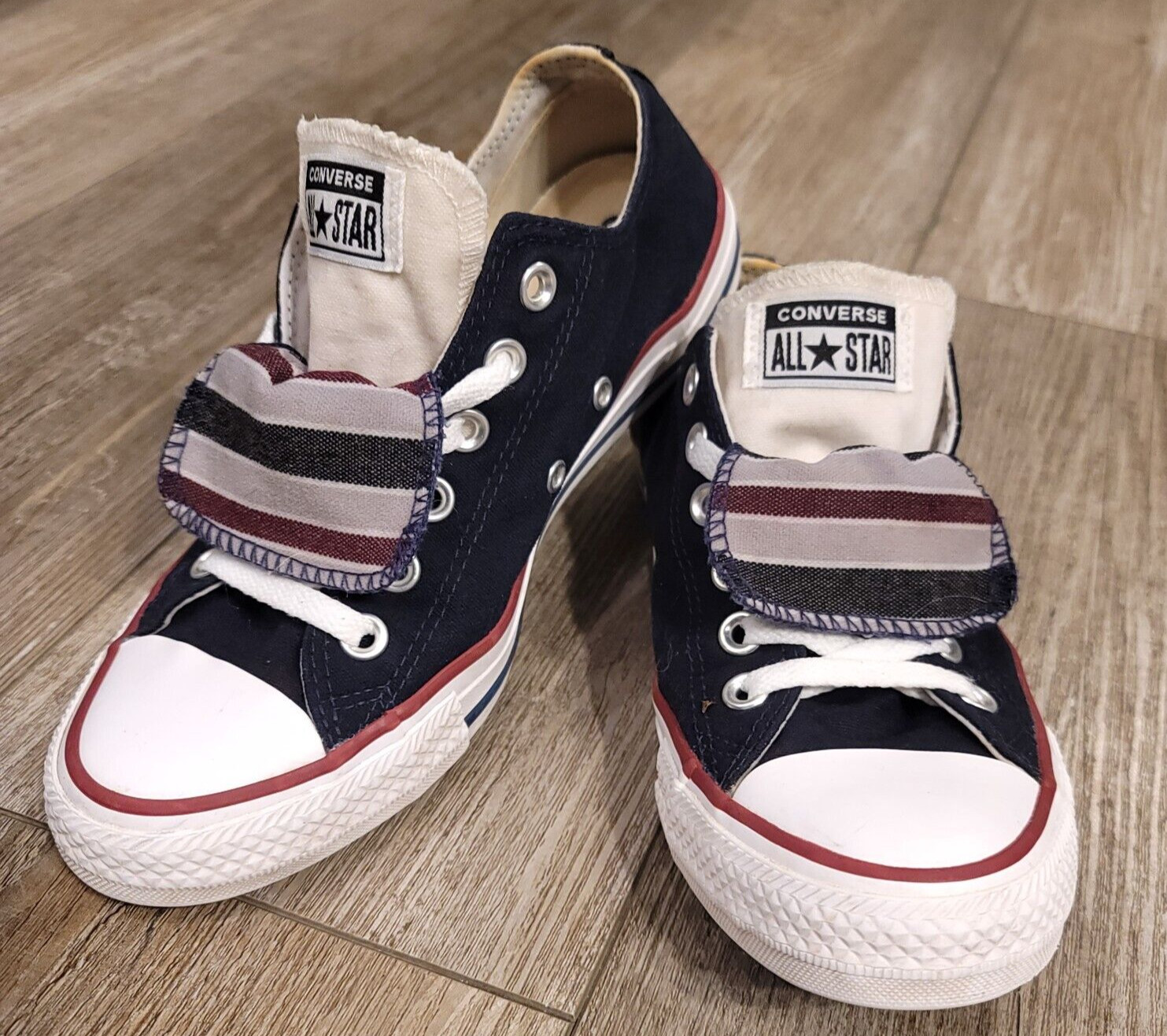 Converse All-Star Sneakers Men 6 Women 8 Unisex Blue White Double Tongue 145333F