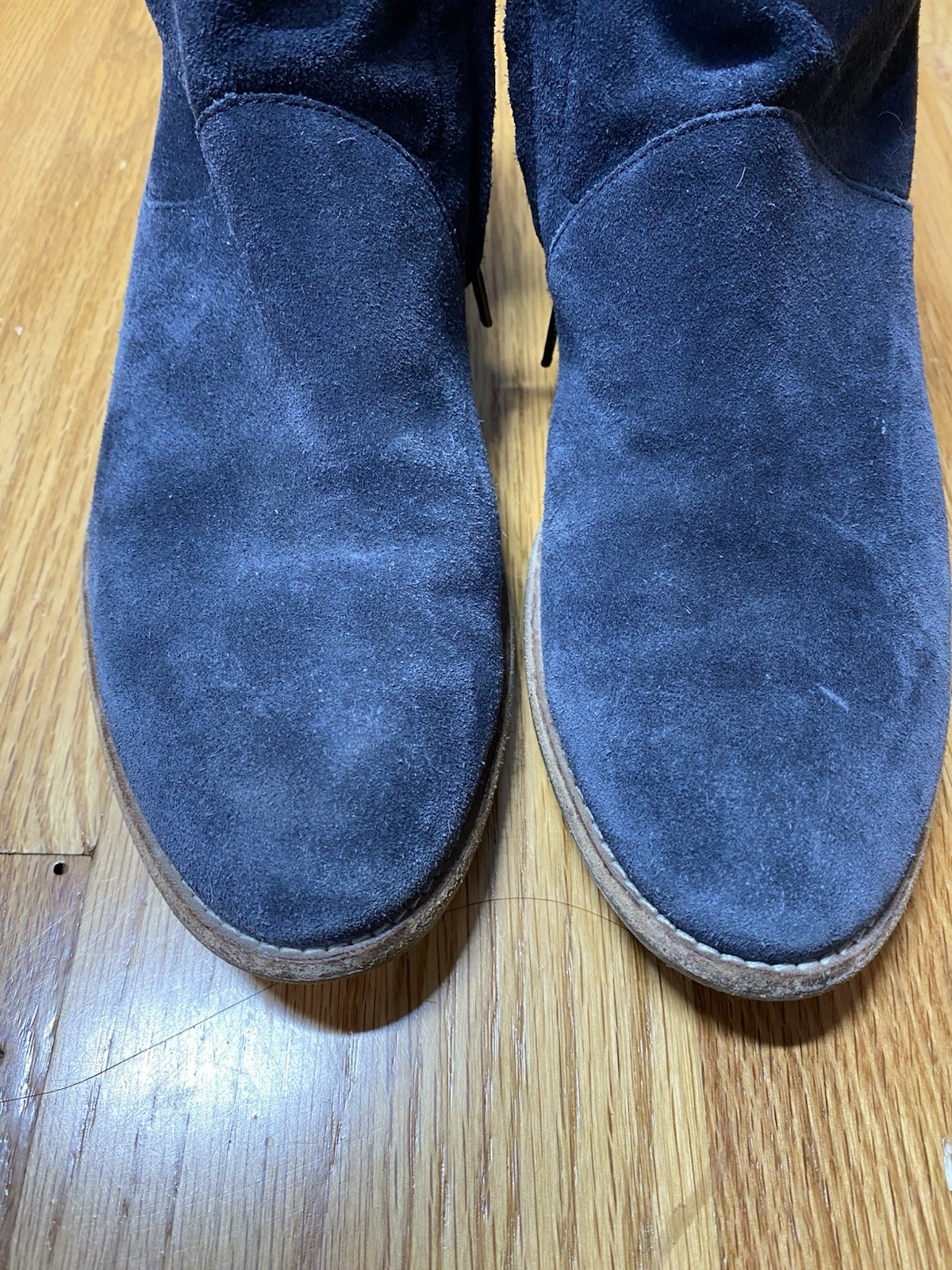 PAUL GREEN Navy Blue Suede Ankle Botties with Side Zipper Size US 8.5 NARROW