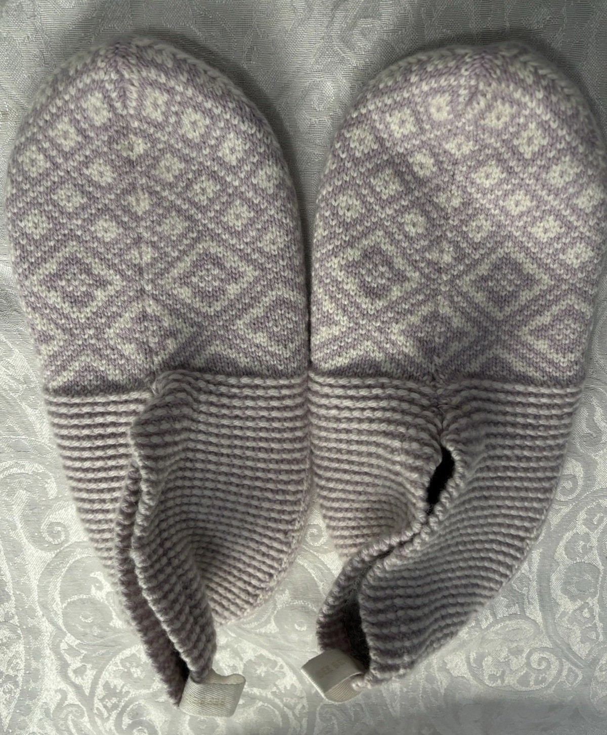 Bombas Gripper Slipper Socks Fair Isle Size M Fits Women’s 9-11 Lilac $55