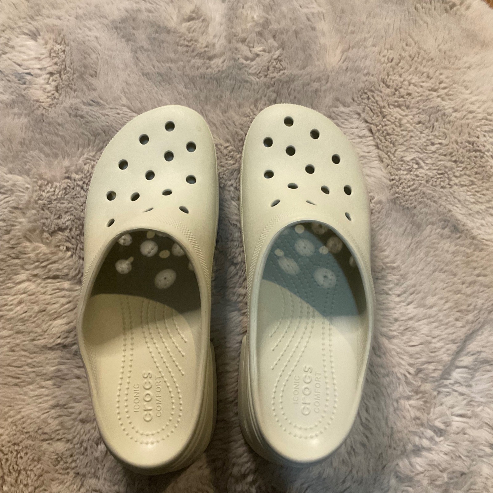 Crocs Siren Platform Clogs Bone Ivory Color Unisex W 12 M 10 High Heel