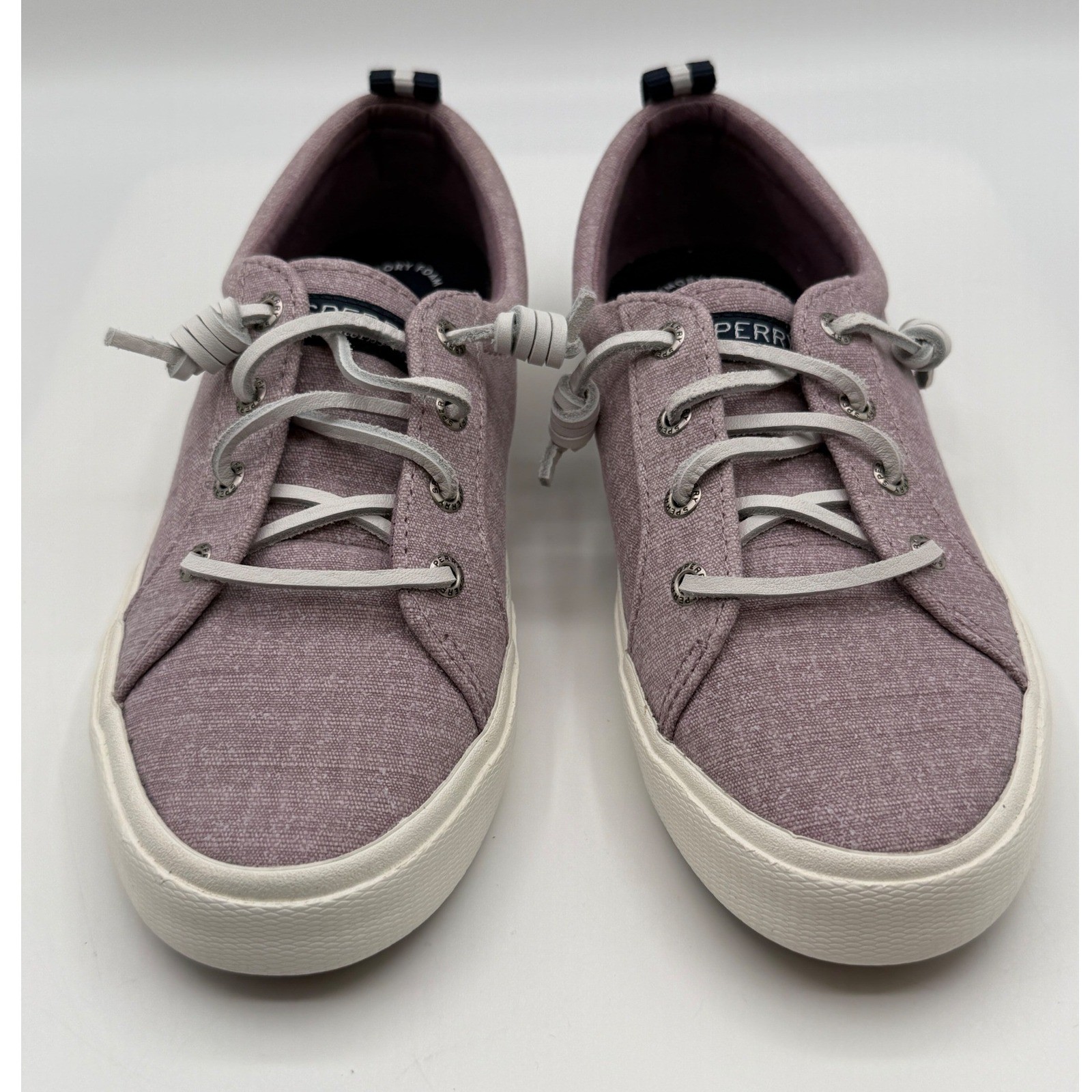 Sperry Pier Wave LTT Stripe Sneakers Women’s 5,EU:35,Mauve Purple Canvas Shoes