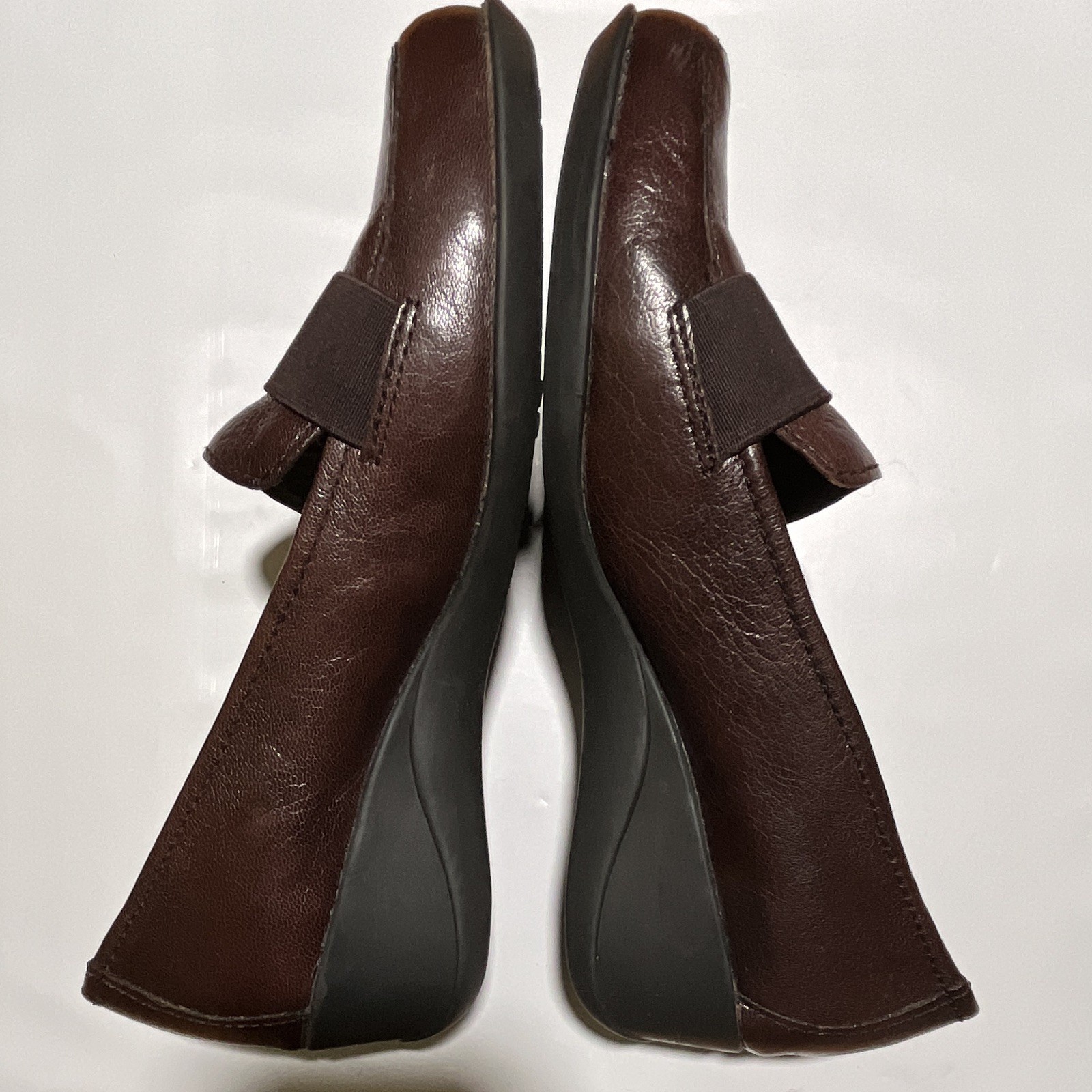 Naturalizer Ashlyn N5 Comfort Brown Leather Wedge Loafers Slip On 8W