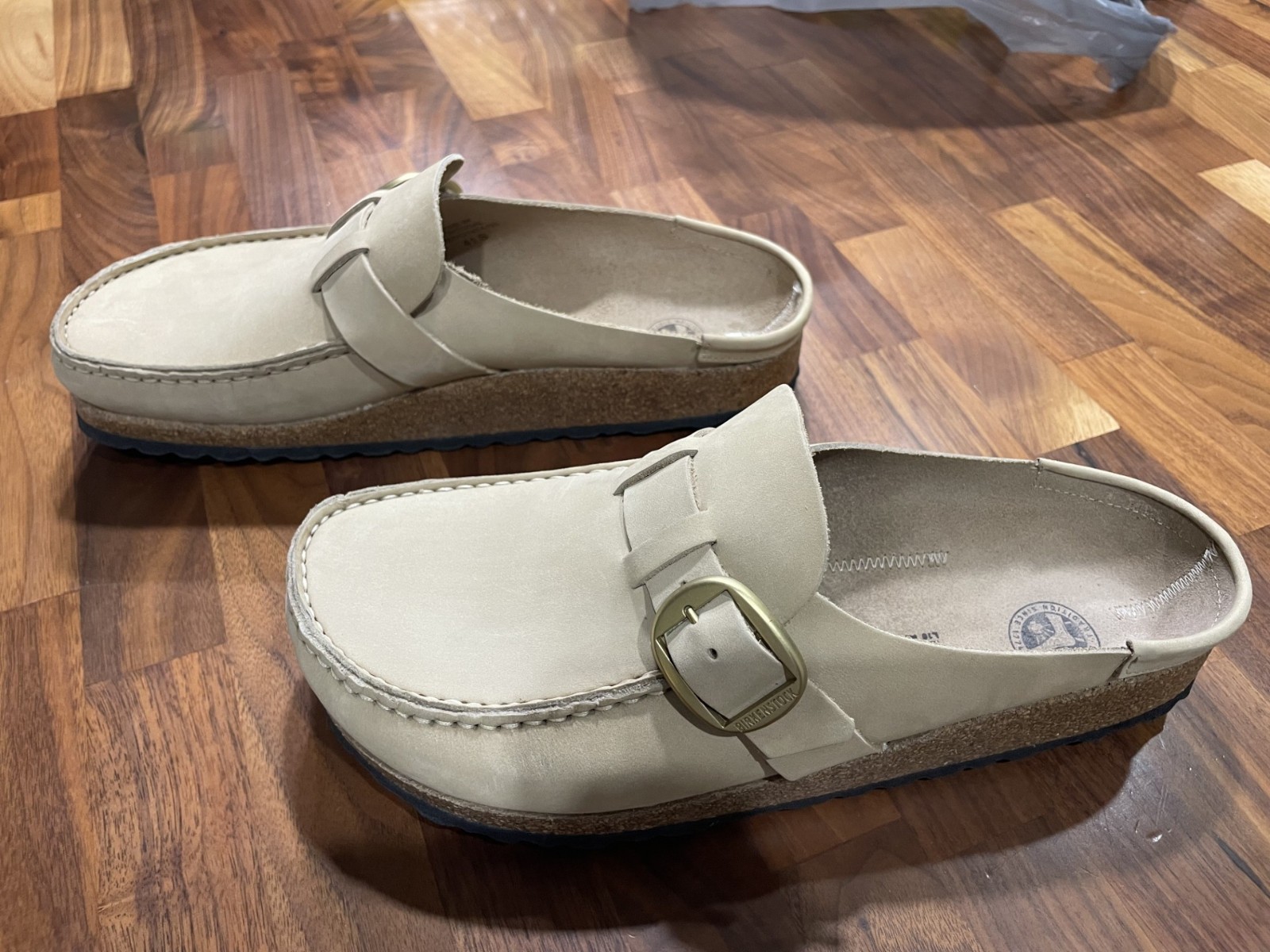 Birkenstock 41 Buckley Beige Leather Clog Arch Support Adjustable Strap Women’s