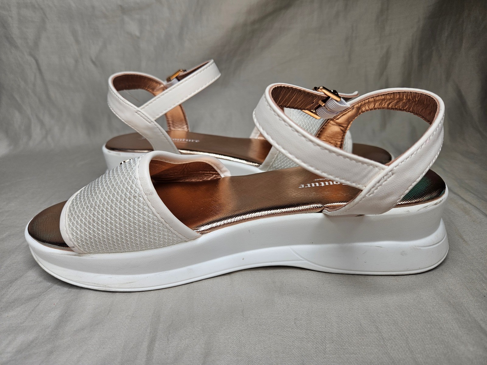 Juicy Couture Sandals Womens 10 White Rose Gold Tennis Club Lightweight Chunky