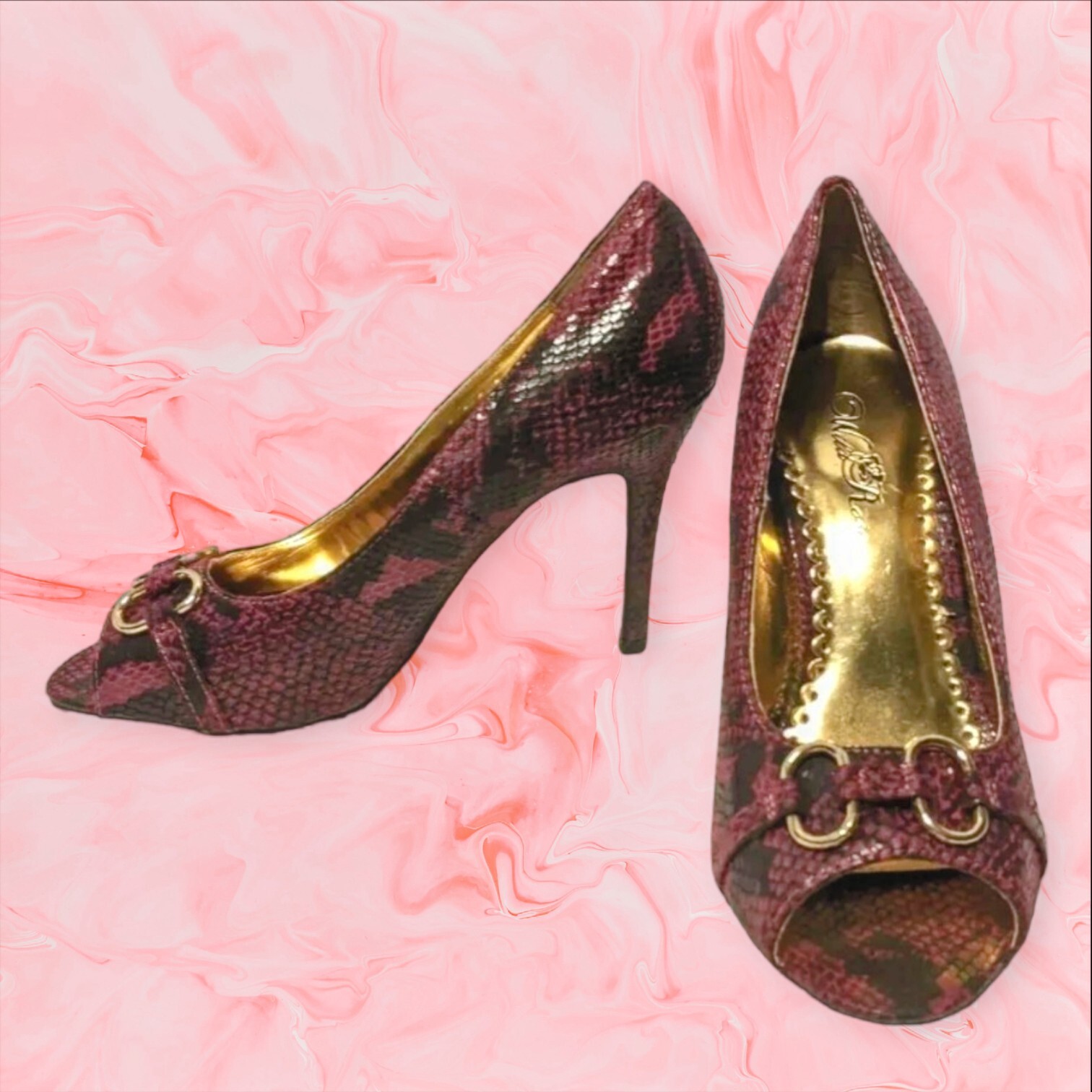 WILD ROSE Women’s 4” High Heel Pumps Sexy Snakeskin Pink Fuschia Shoes Size 9