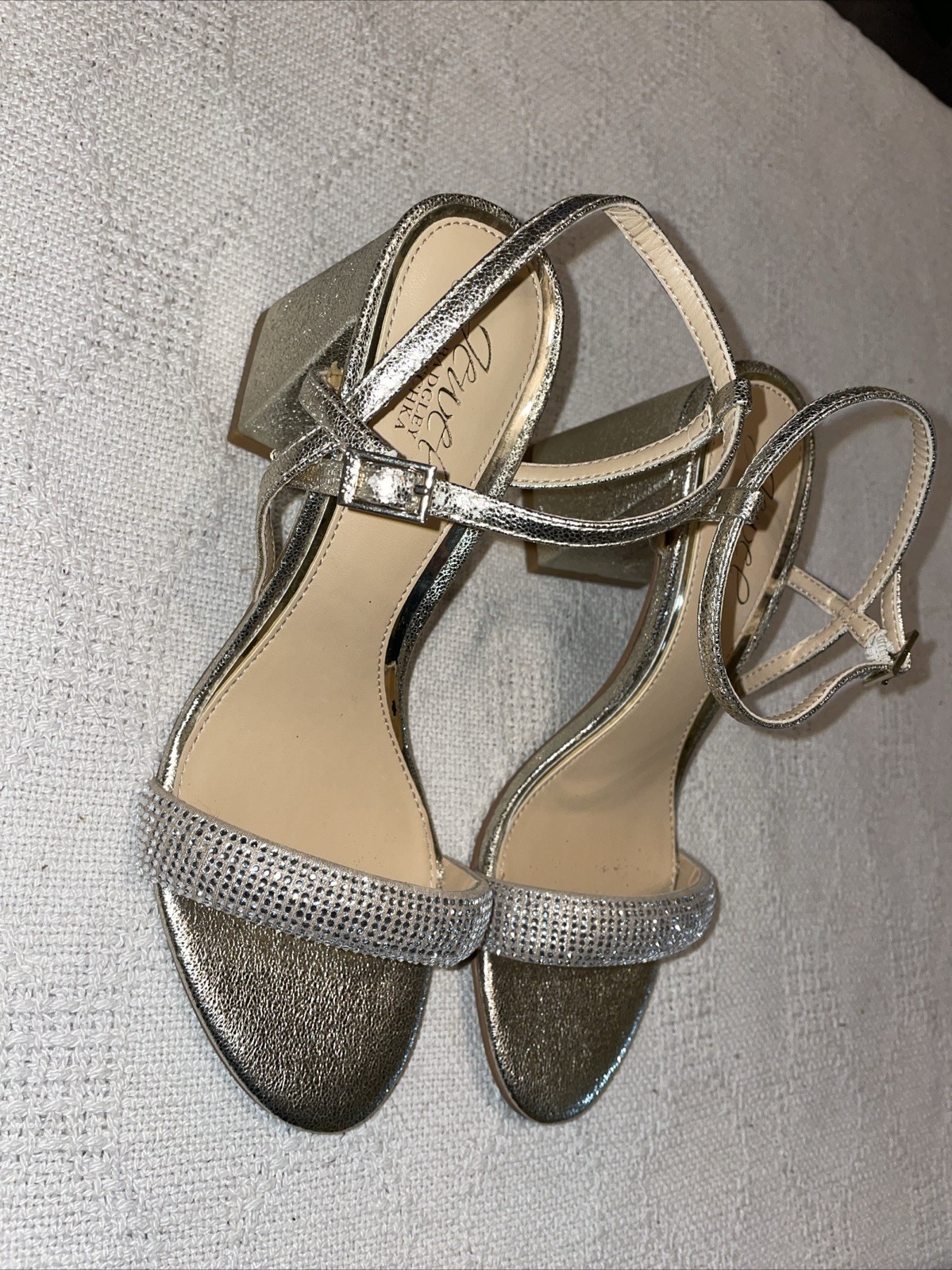 Badgley Mischka Dressy Heels Womens Size 6 M Gold Faux Jewels Business Formal
