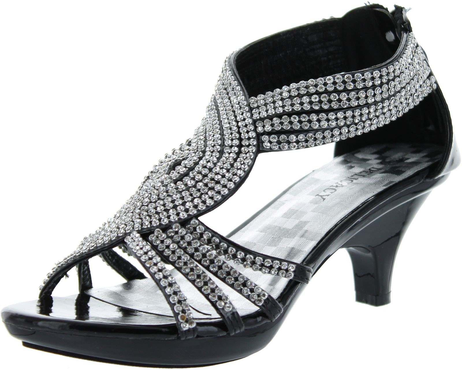 Delicacy Womens Angel-37 Strappy Rhinestone Dress Sandal Low Heel Shoes