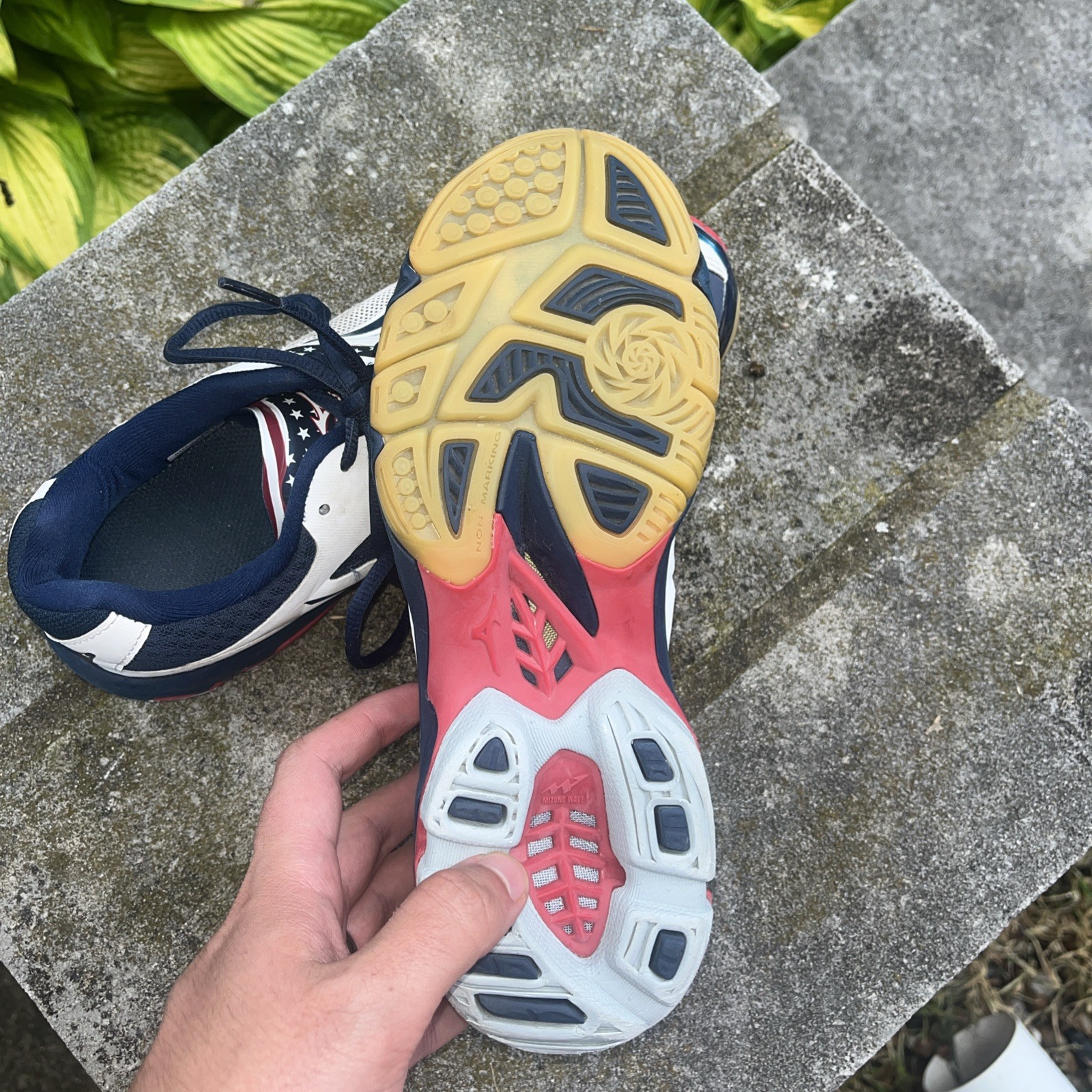 Mizuno Wave Lightning Z3 Sz 8 Womens Volleyball Shoes 430228 Red White Blue Flag