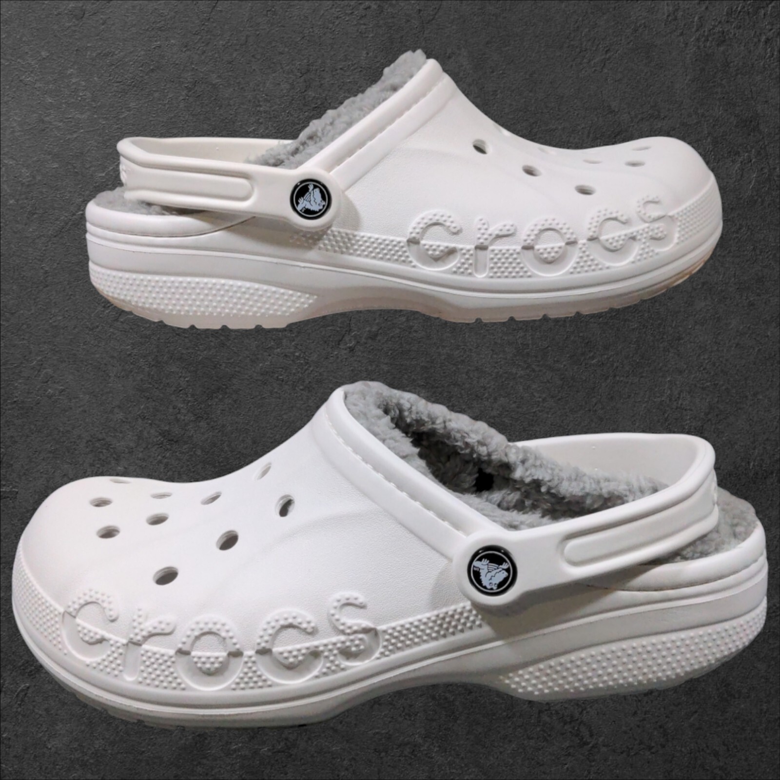 Crocs Baya Lined Clogs Men’s 9 Women’s 11 White Slip on Faux Fur