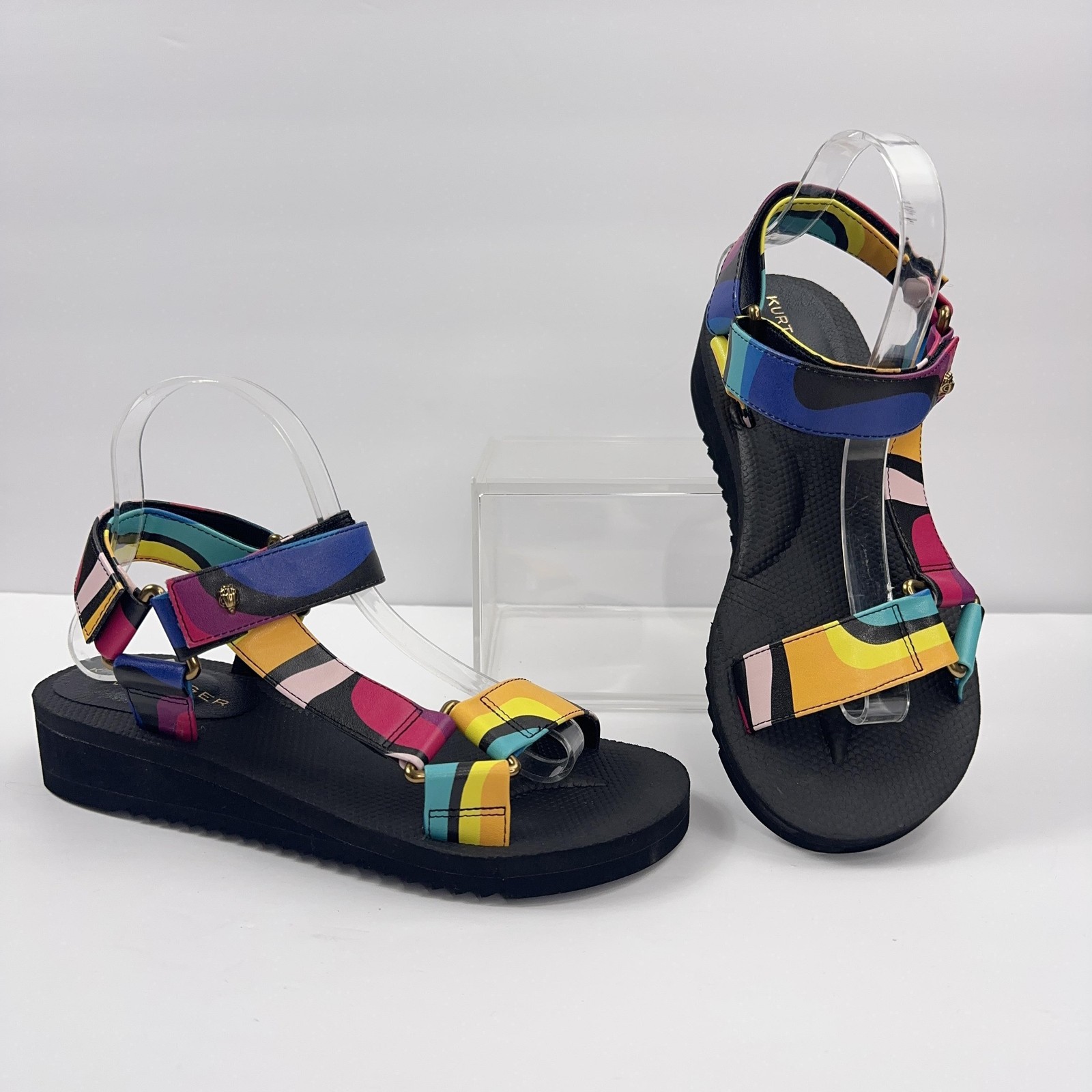 Kurt Geiger London Rio Sandals Womens 8 US/38.5 EU Colorful Strappy Wedge