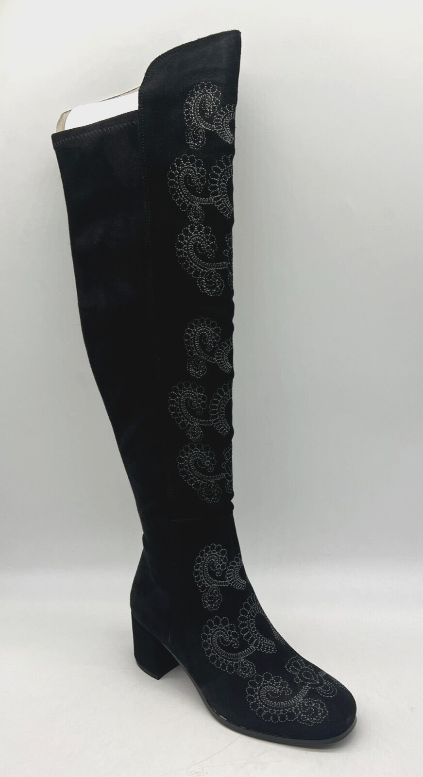 Sbicca Chenoa Black Over The Knee Boots Size 7.5 Embroidery Textile & Leather