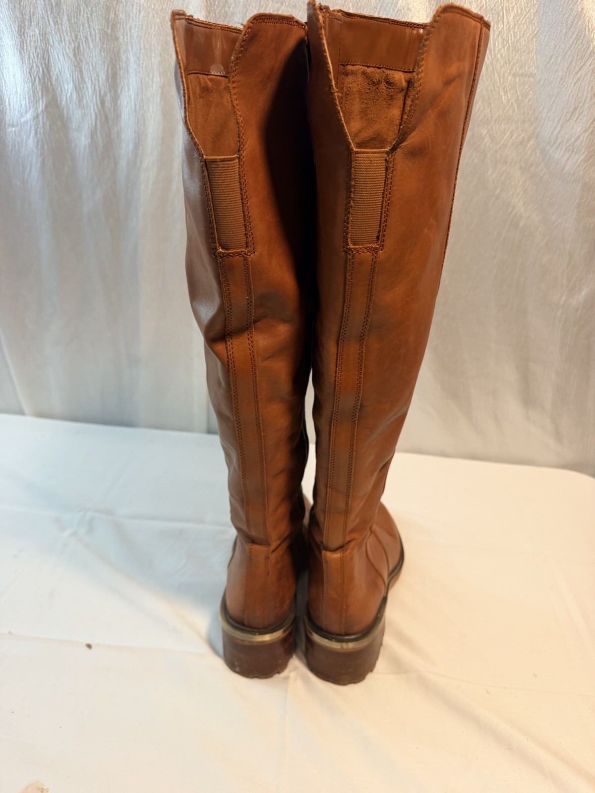 Vince Camuto VC-Kensile Women’s Brown Leather Knee High Zip Riding Boots US 9