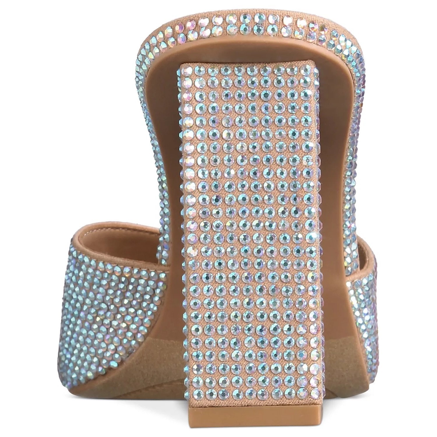 INC INTL Concepts Belle Women Slide Sandals US 5.5M Rhinestone Covered Beige