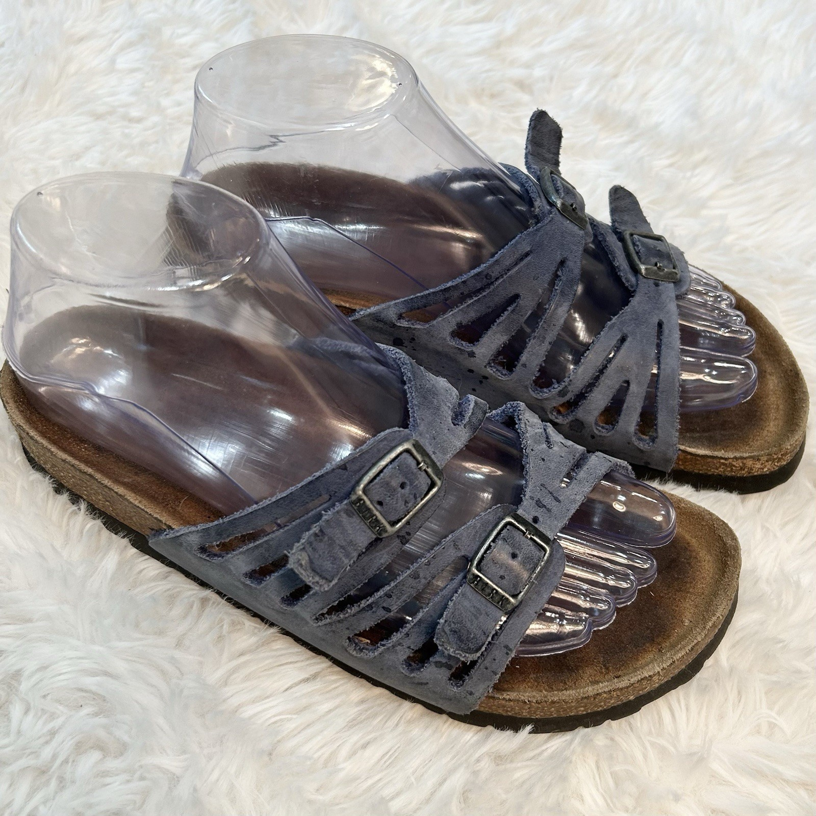 Birkenstock Granada 37 Sandals Two Strap Slides Women’s Size 6-6.5 Narrow Blue