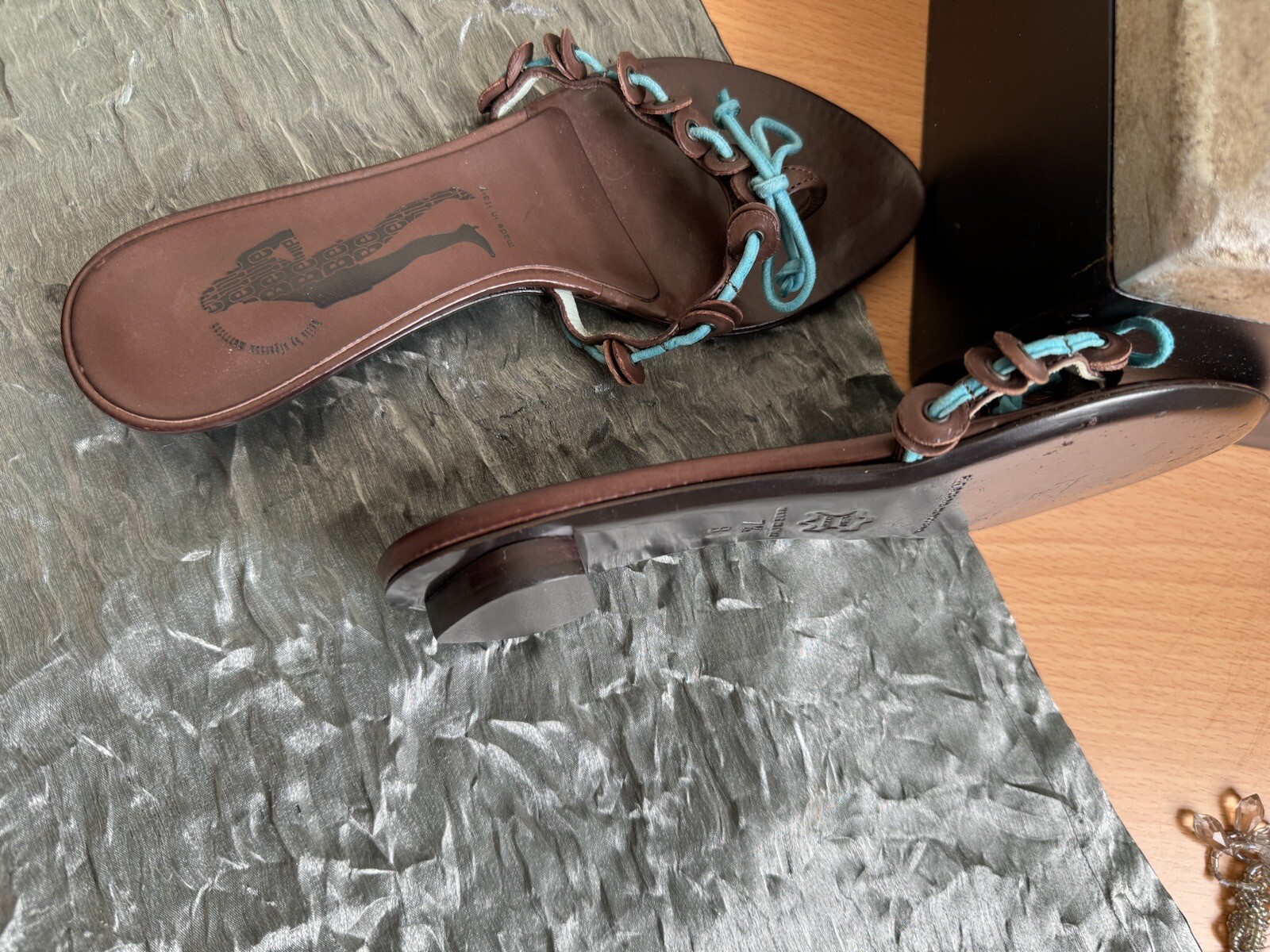 SIGERSON MORRISON SANDALS SLIDE IN LEATHER ITALY SIZE 7.5