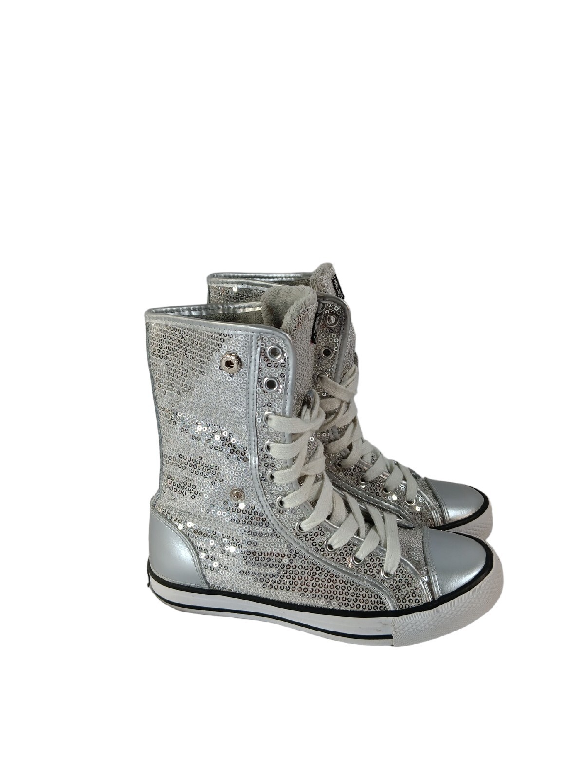 Gotta Flurt Silver Sequin/ White Women’s High Top Shoes 5.5 Destiny 17981084