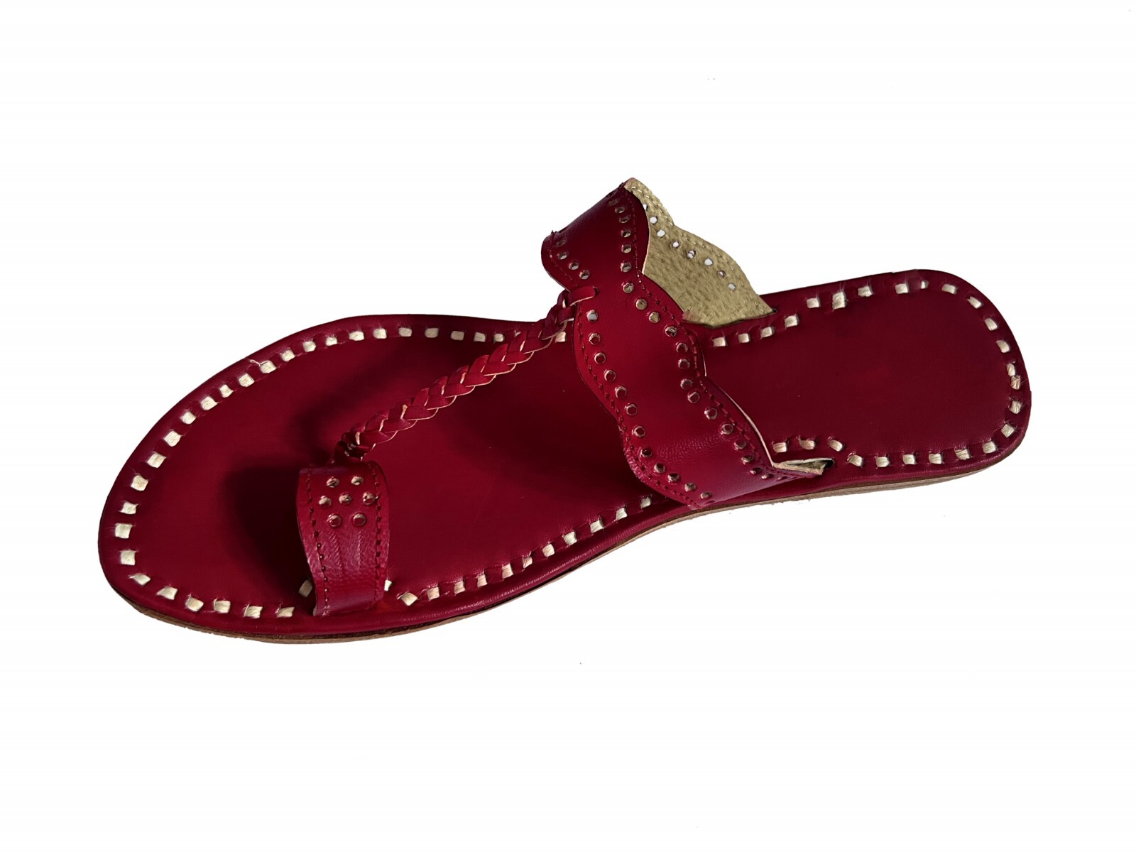 Womens Genuine Red Leather Daily Wear Casual Dress Sandals Slippers Girls Shoe