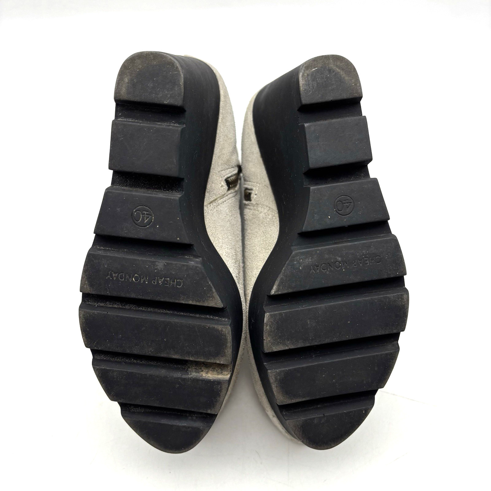 Vintage 00s Y2K Cheap Monday Monolith Gray Suede Leather Platform Wedge Boots 9