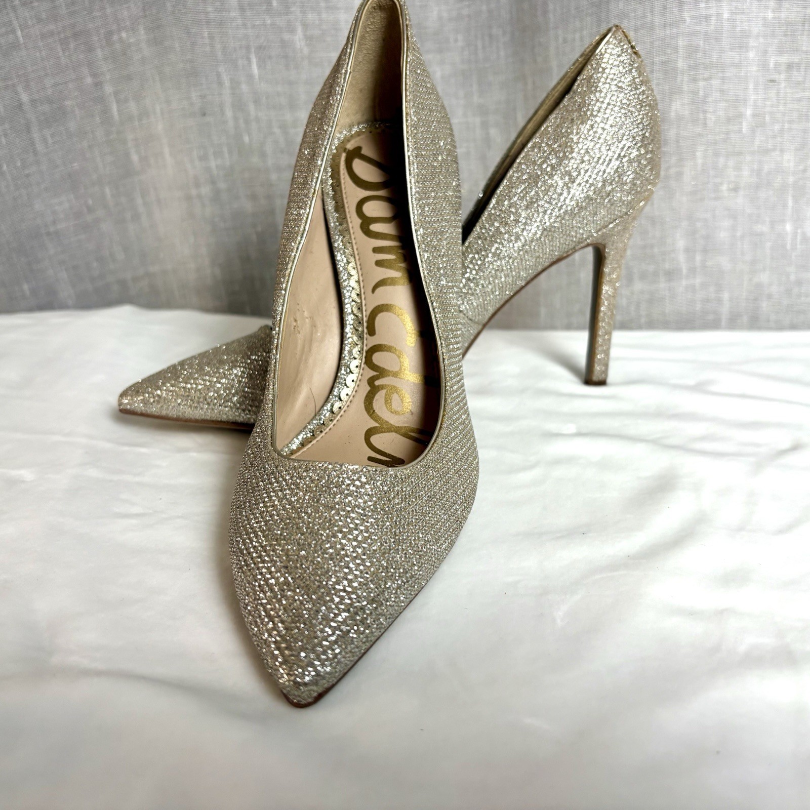 Sam Edelman Heels Pumps Stilettos Gold Metallic Sparkle Size 5
