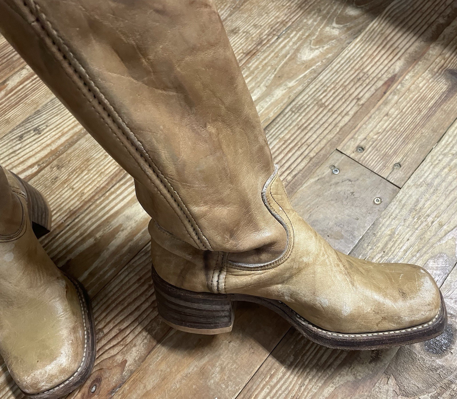 Vintage Wrangler Handmade in USA Campus Boots Size 7 Western RARE Knee High