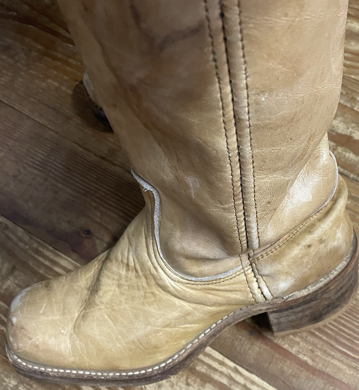 Vintage Wrangler Handmade in USA Campus Boots Size 7 Western RARE Knee High