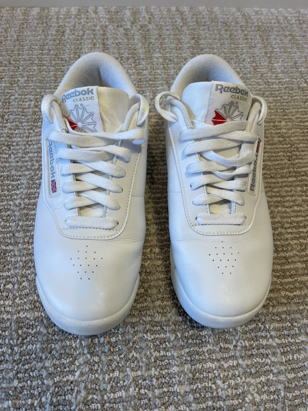 Reebok Classic Princess Shoes Womens 7 White Leather Retro Dance Sneakers