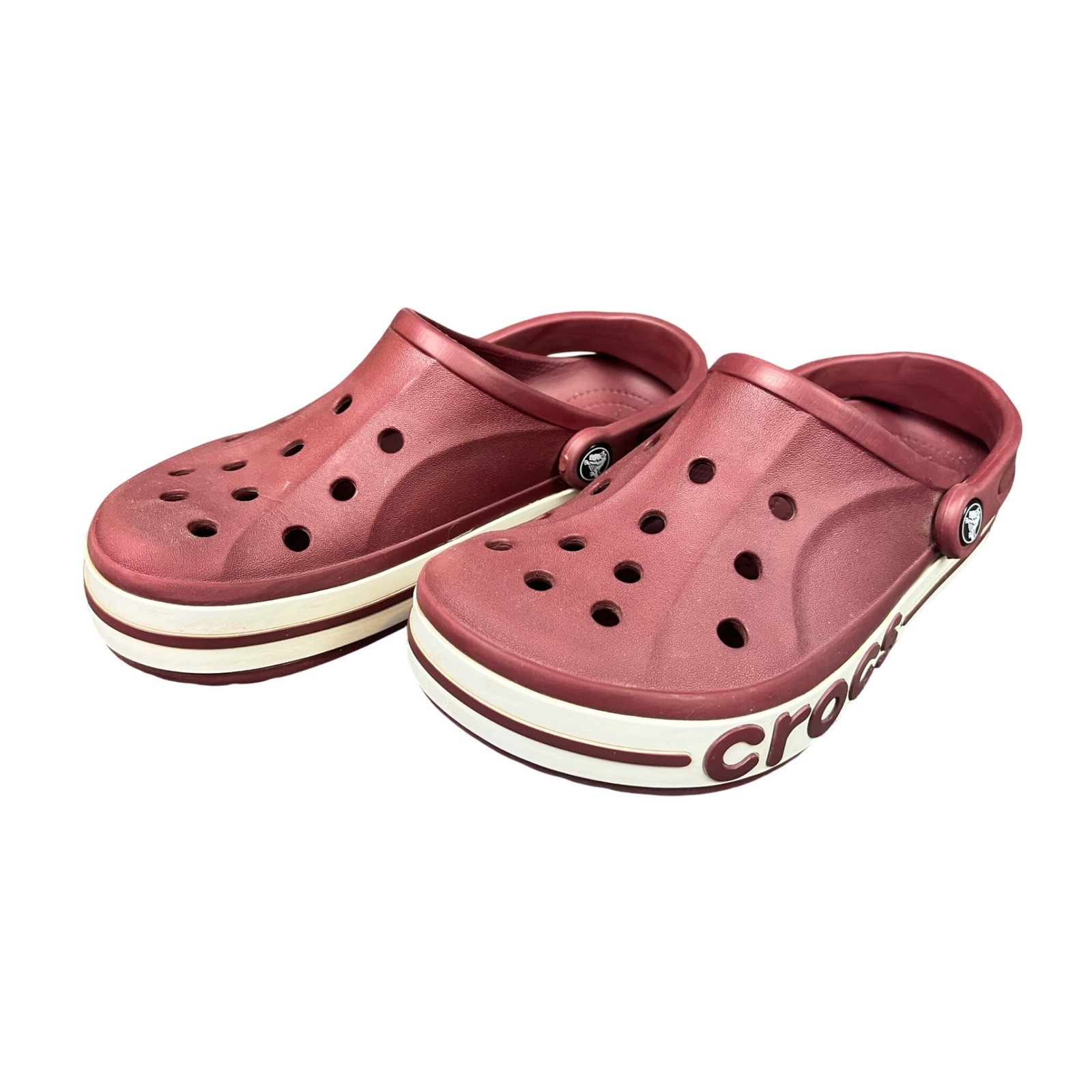 Crocs Bayaband Clog Burgundy White Unisex Comfort Water Shoes M6 W8 Beach Summer