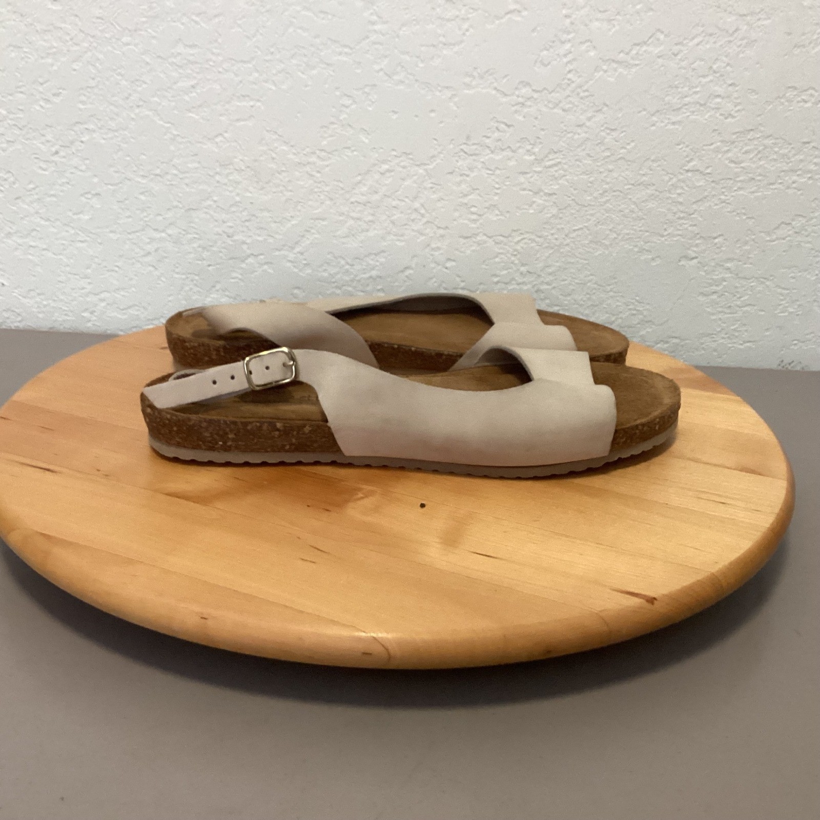 Moretti Slingback Sandals Womens 39 White Leather Cork Made in Italy 1009-A368