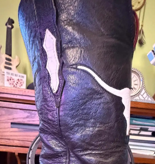LUCCHESE Tool 1883 Cowhide Calf Hair Hide Red-White-Black Cowgirl Cowboy Boots 8