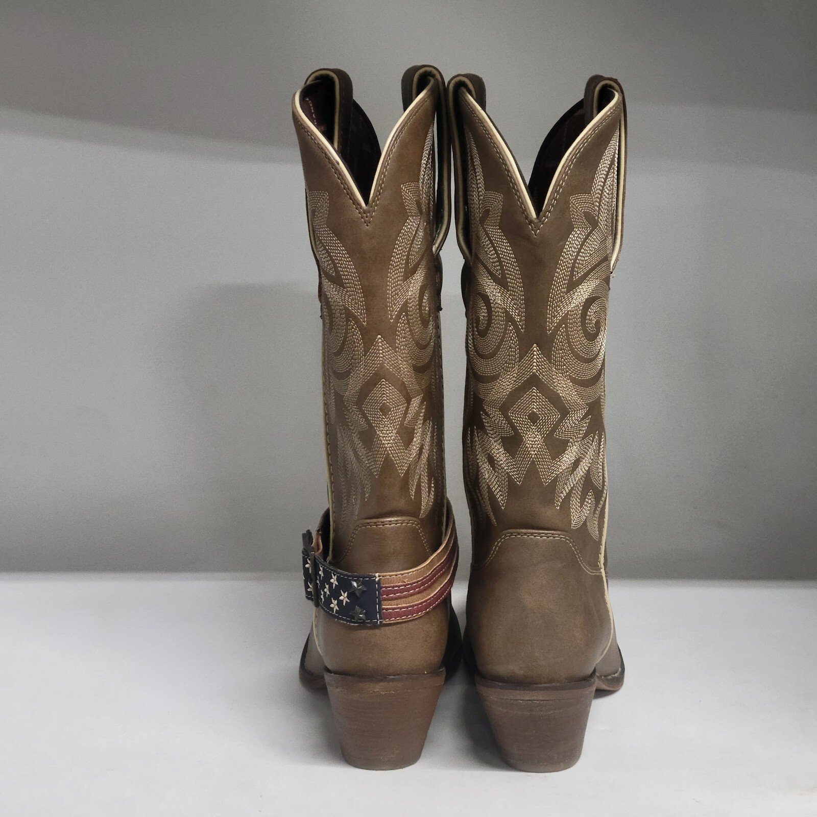 Durango 12″ American Flag Buckle Western Boot Tan Womens Size 9M