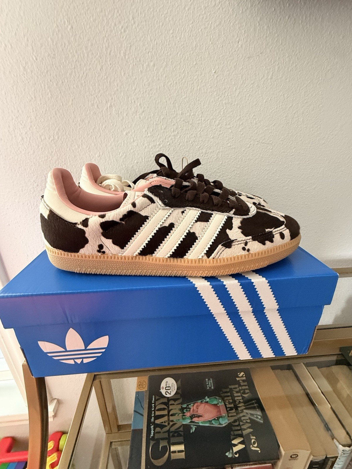 adidas Samba OG W Cow Print Brown/White/Pink Low Top Lace-Up Sneakers JR1256