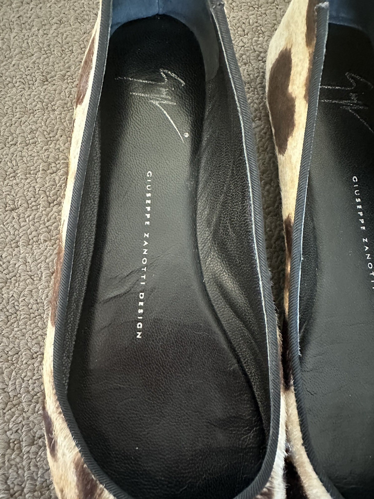 Giuseppe Zanotti Leopard Pony Hair Ballet Flats size 38 designer work capsule