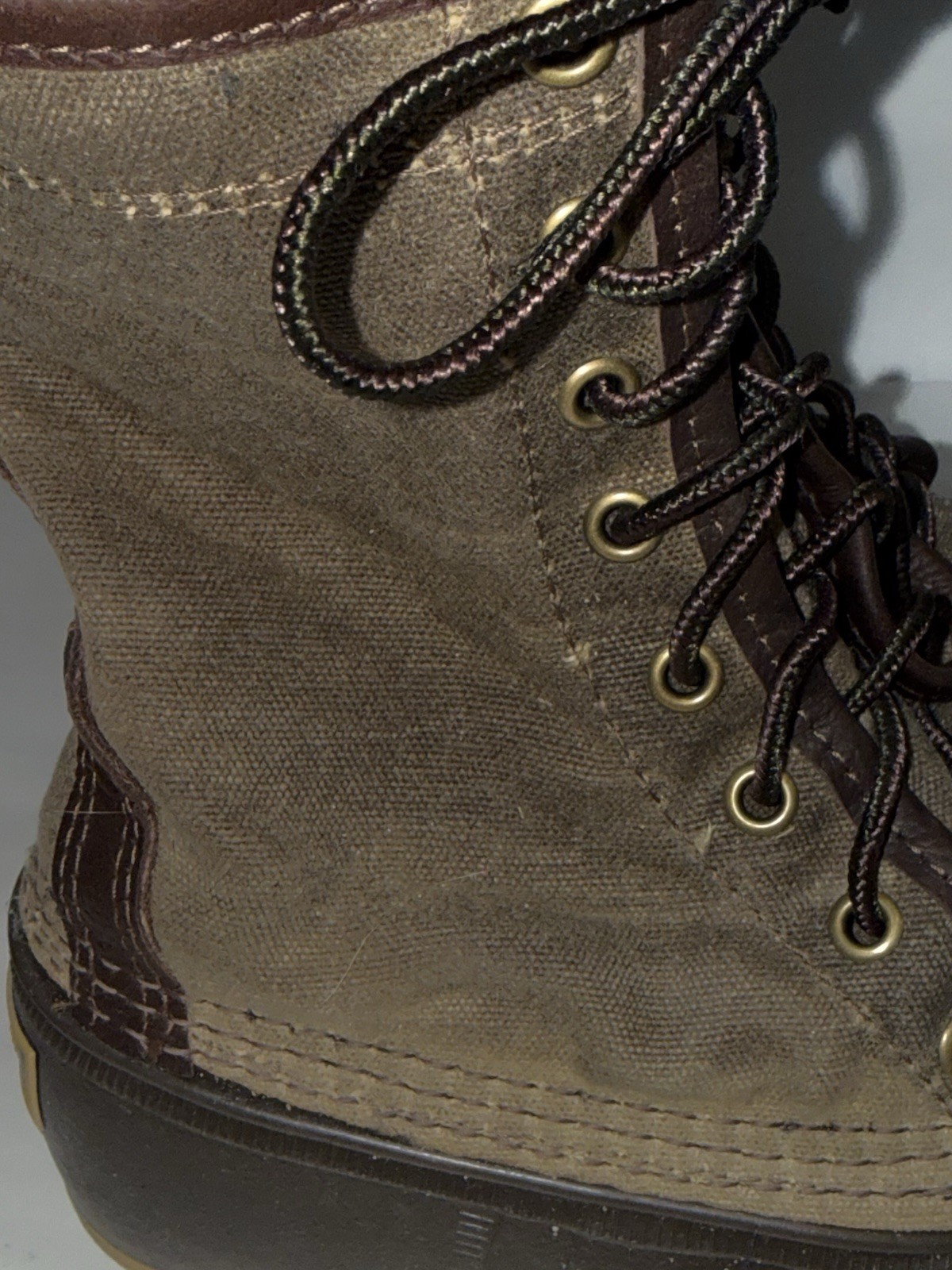 LL Bean Waxed Canvas Duck Boots Women’s 8 Maine Hunting USA Lace Up Waterproof