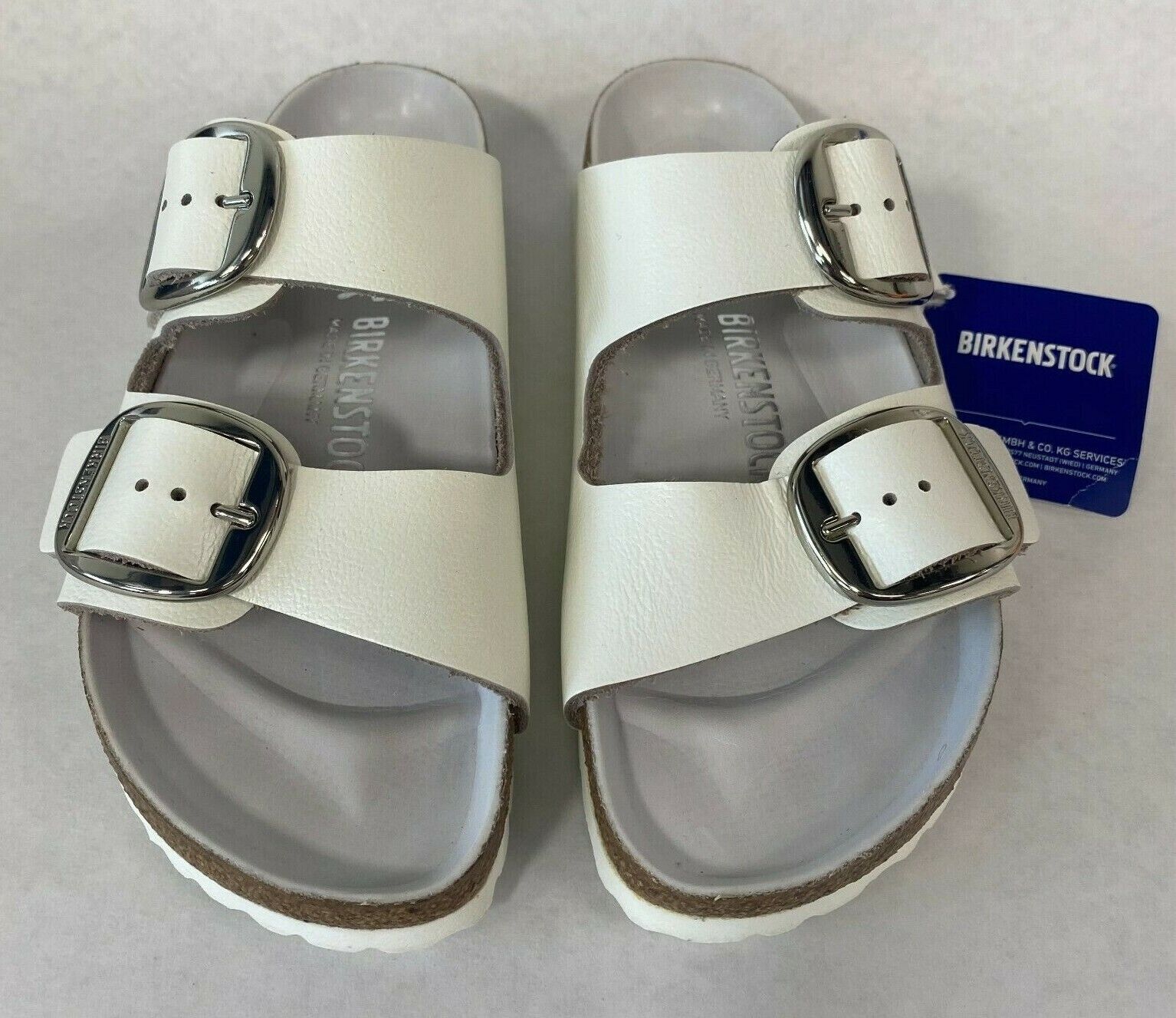 Birkenstock New w/o Box Arizona Big Buckle White Leather Exquisite N Select Size