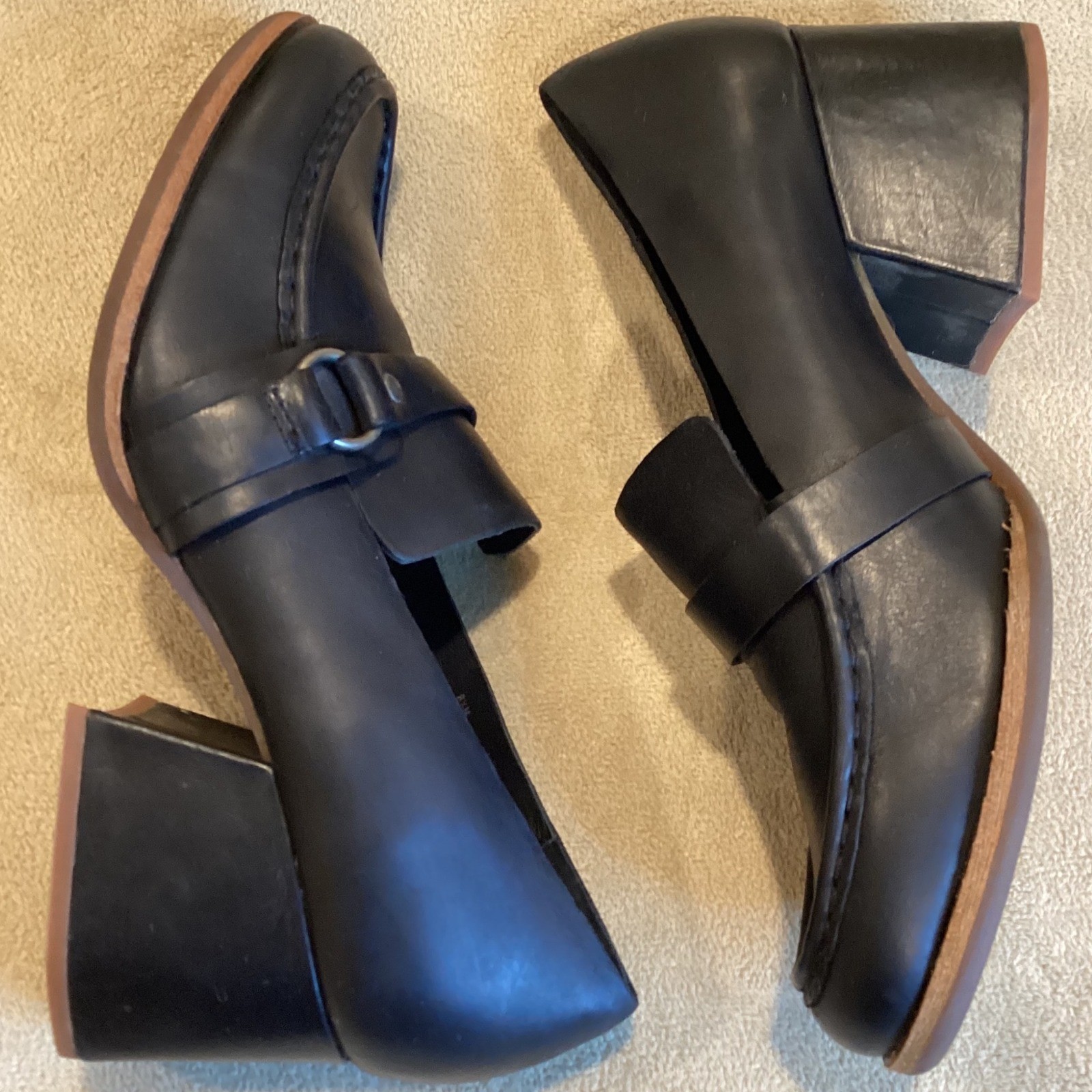 Kork Ease Aki Black Leather Loafers Slip On Shoes Women’s US 8.5, EU 39, UK 6.5