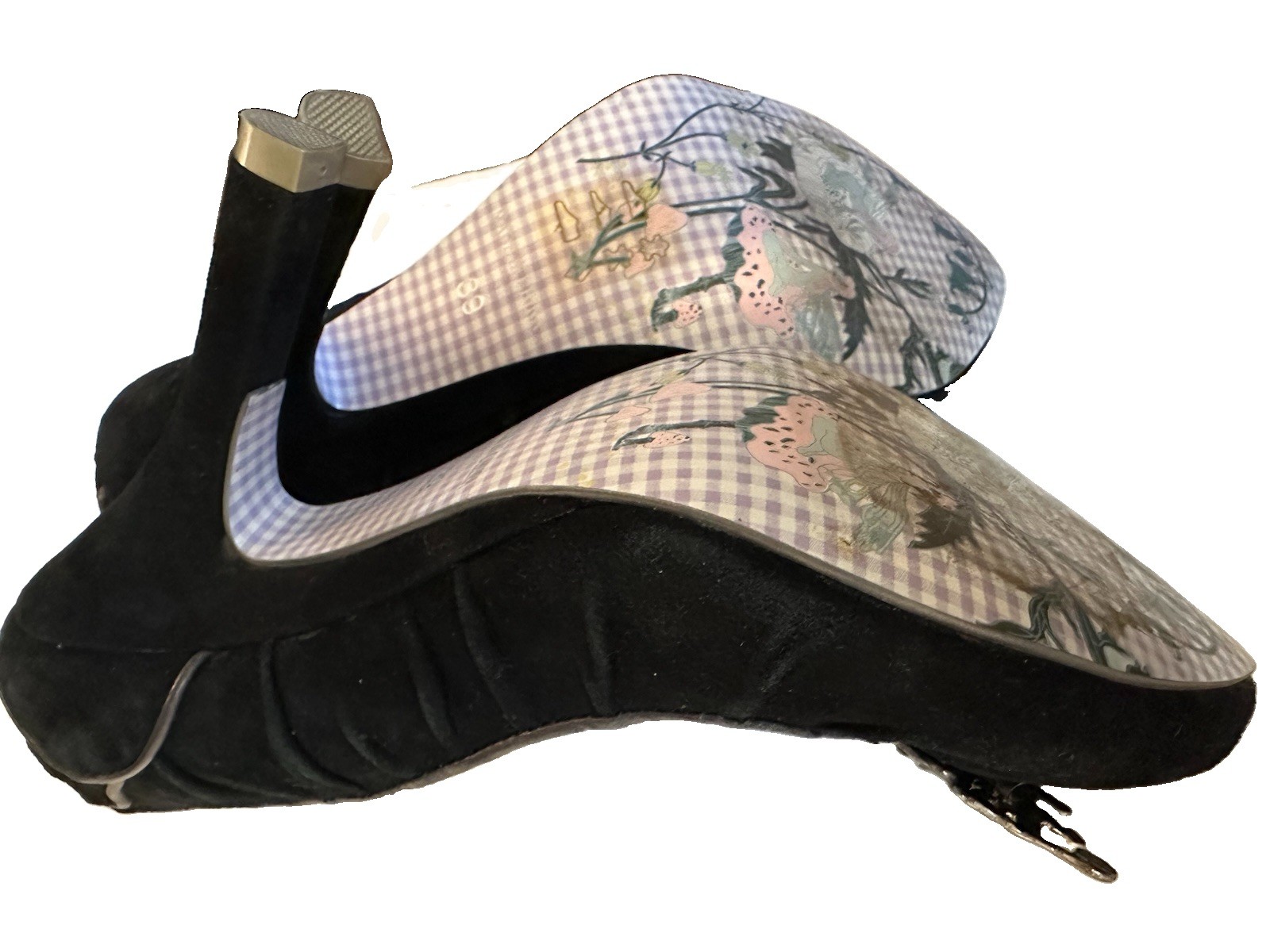 Irregular Choice Black Suede Closed Toe Pump Rhinestone Butterfly Stiletto