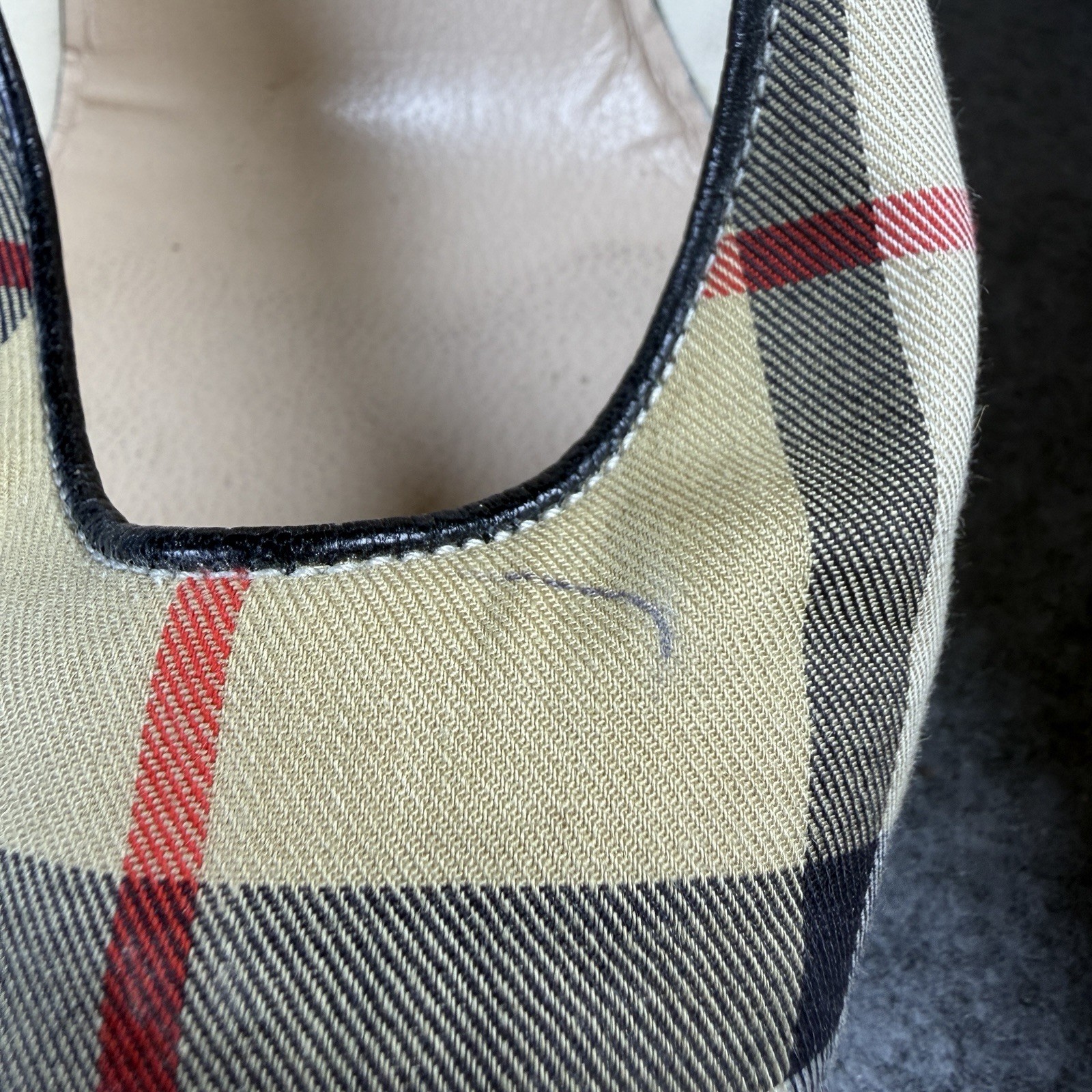 Vintage Burberry Check Dame Plaid Sand Beige Pumps Heels Canvas Women’s EU 40.5