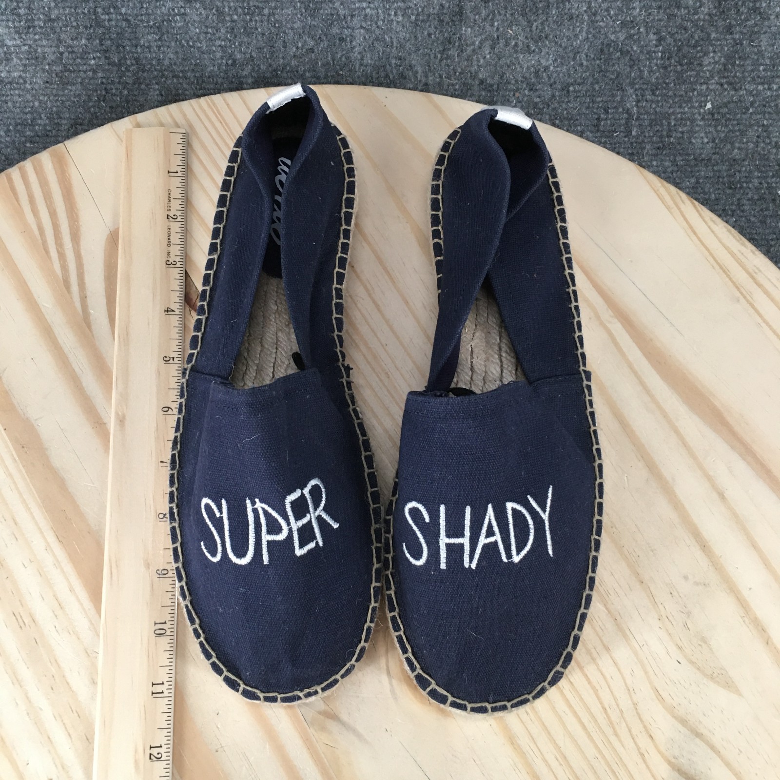 Aerie Shoes Womens 10 Super Shady Slip On Espadrille Loafer Flats Blue Canvas
