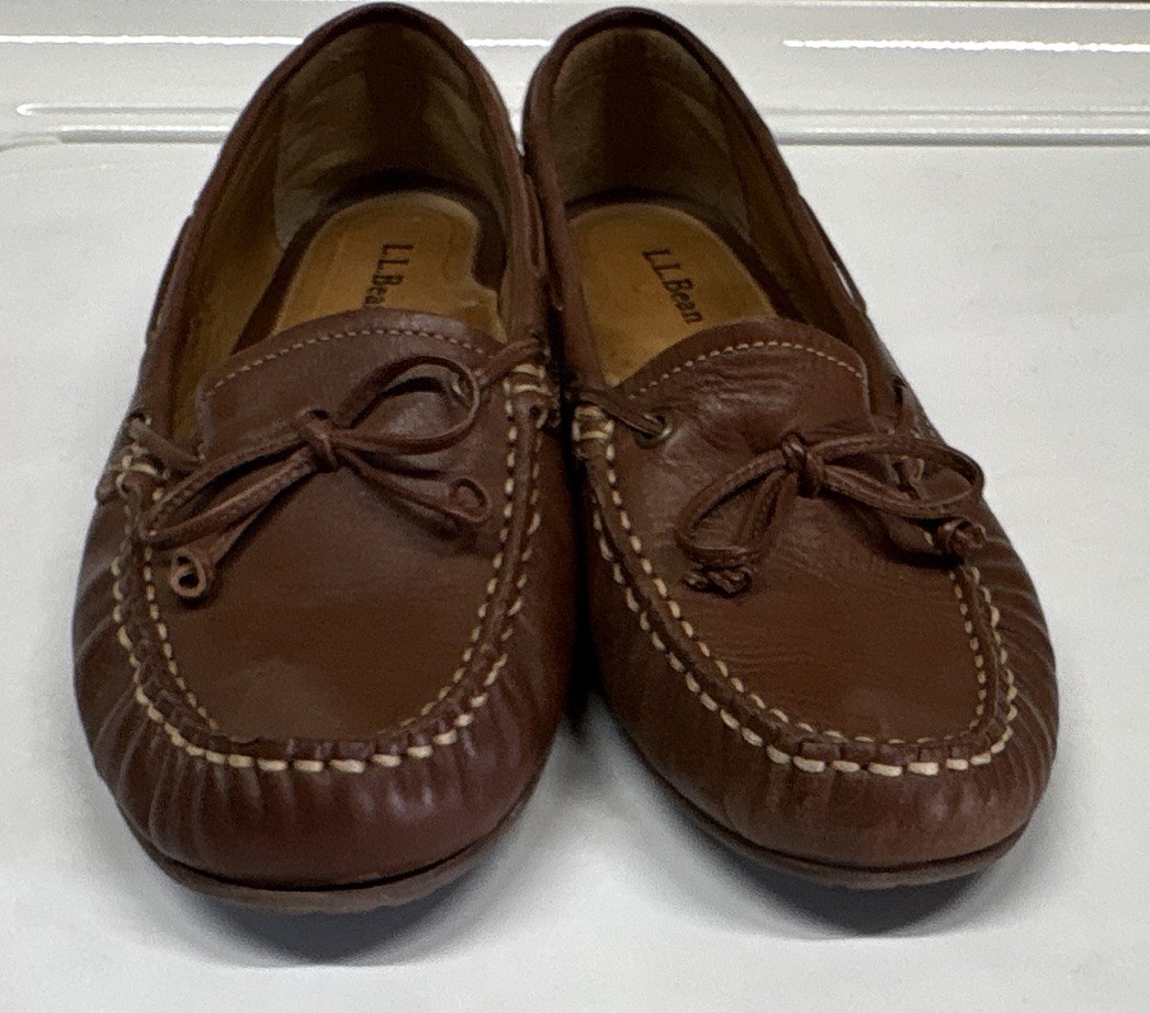 L.L.Bean Women’s Brown Leather Moccasin Flat Slip-On Round Toe 8M
