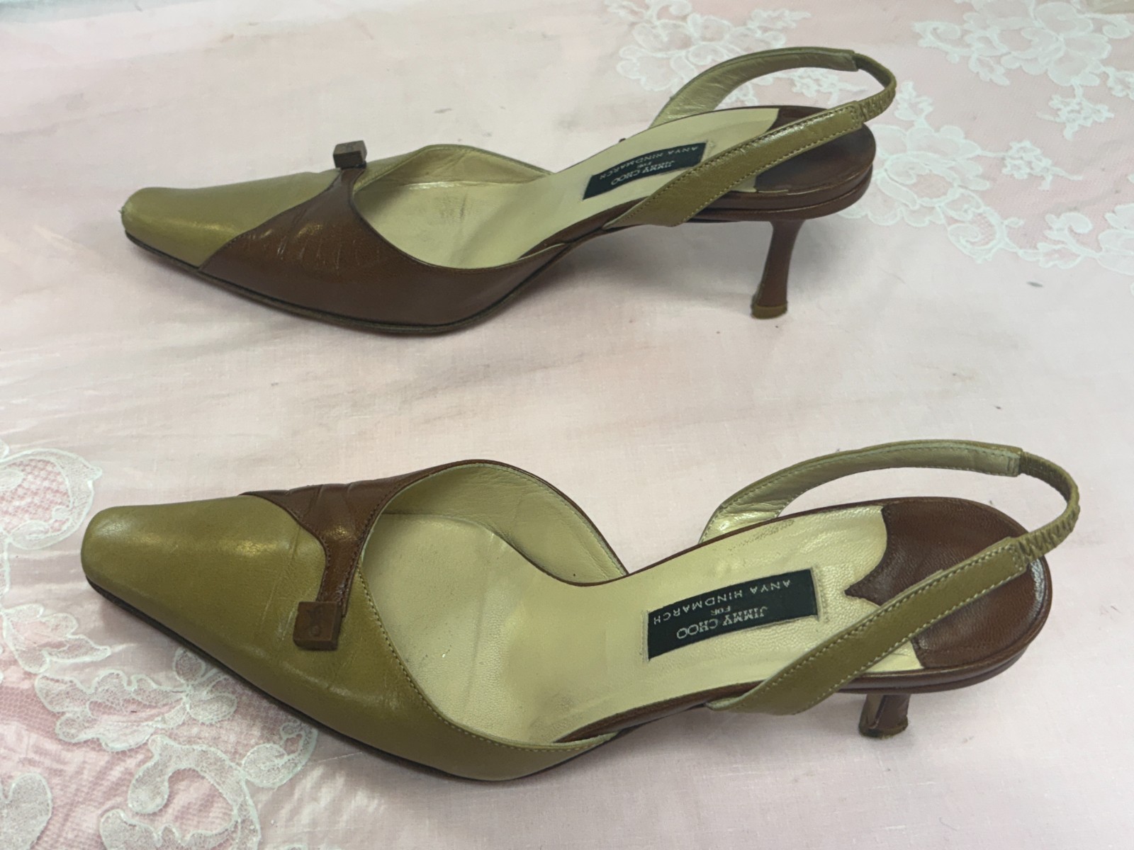 Jimmy Choo for Anya Hindmarch-Women-Beige/Brown heel Shoesd.Us Sz-6/Eur-36,5.Ita