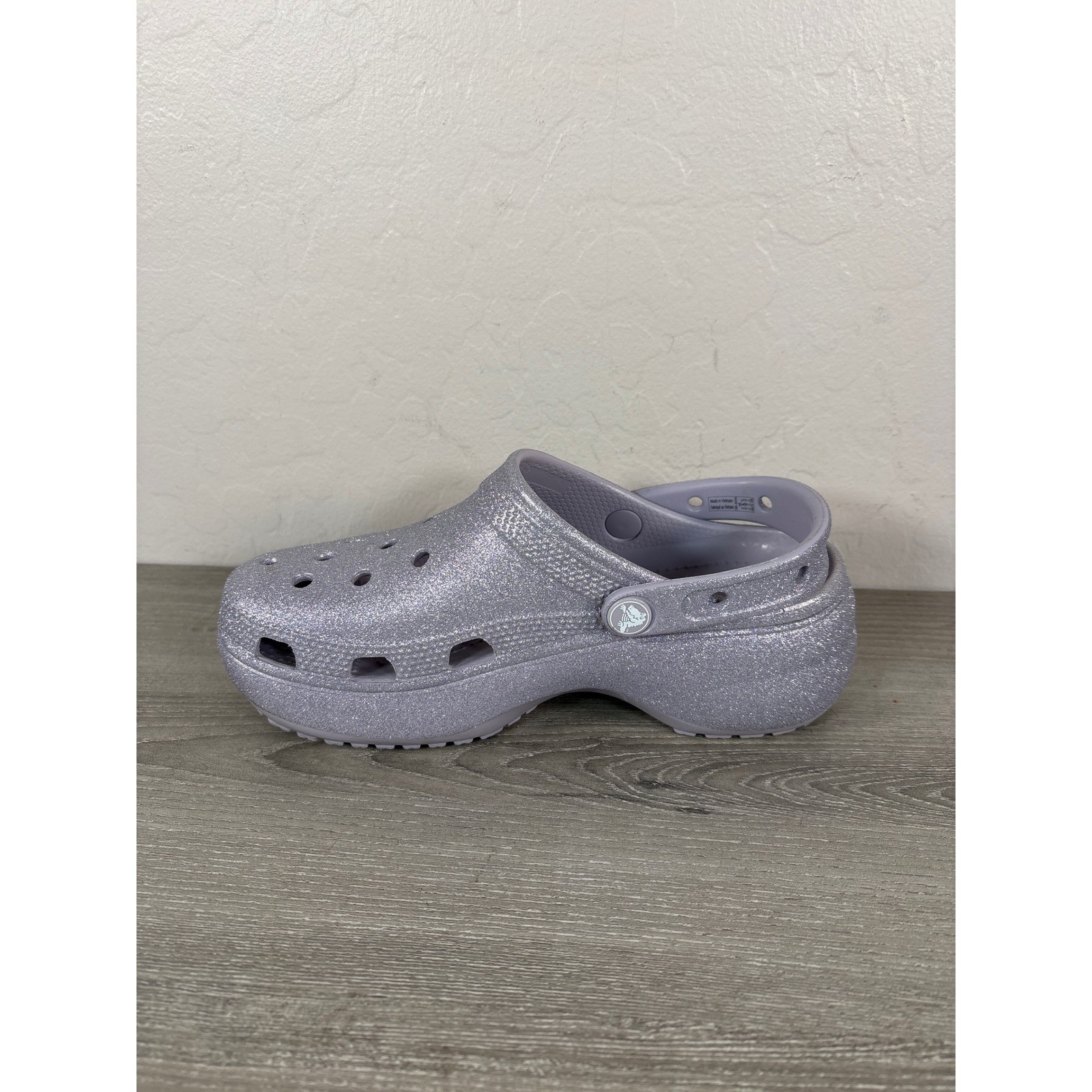 Crocs Classic Platform Glitter Clog Mauve Mist Lavender Purple Sparkle Shoes 6