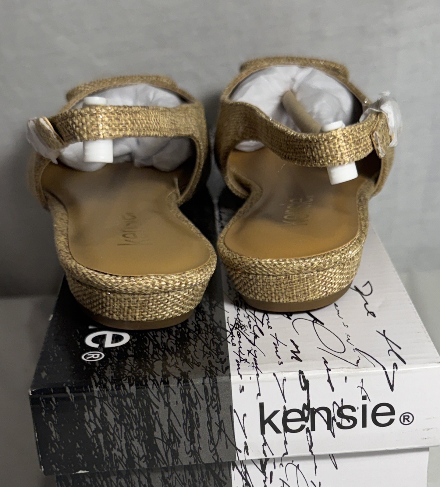 NEW NIB Kensie Poppi Slingback Flats Womens Size 8 Dark Natural Sparkle Shoes