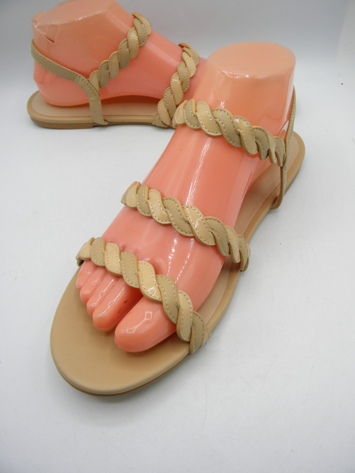 STUART WEITZMAN Twistie Leather Flat Ankle Strap Strappy Sandal Sz 8.5 M