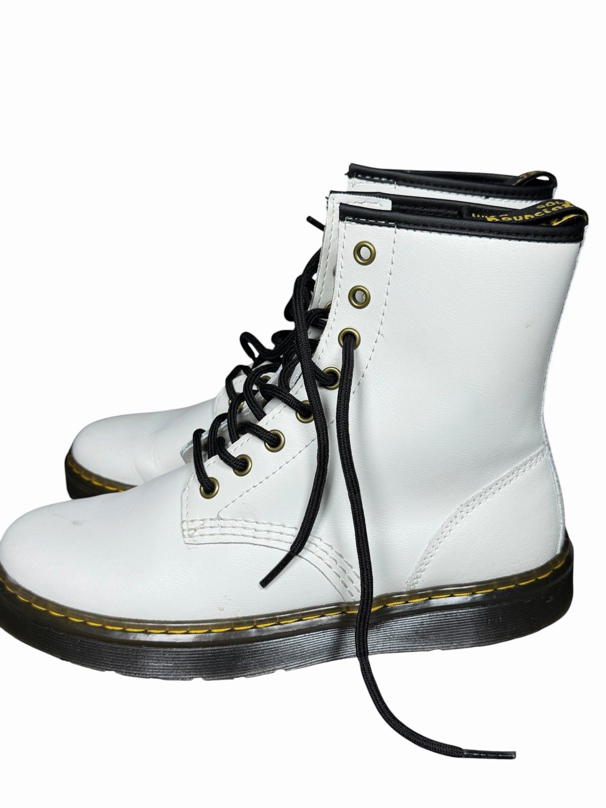 Dr Martens Zavala White Leather Combat Boots Women’s 8 Lace Up 1460 Style
