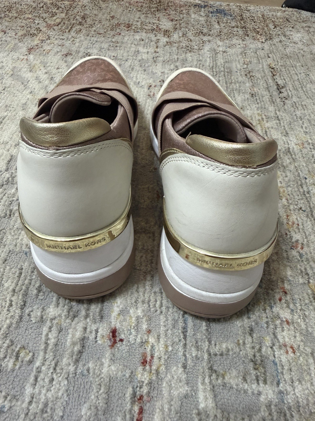 Michael Kors Genna Women’s Slip-On Low Top Sneakers Fawn Logo, 7.5