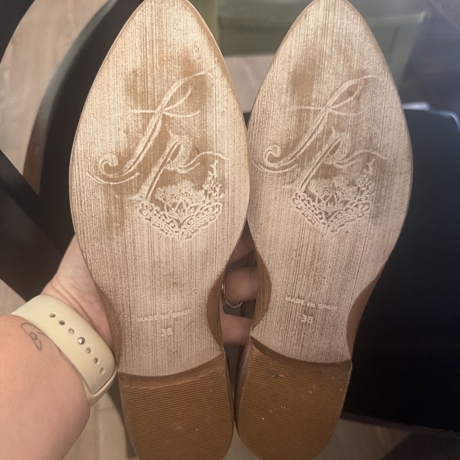 Free People Wanderlust Braided Leather Flats Cognac Brown Size 7.5